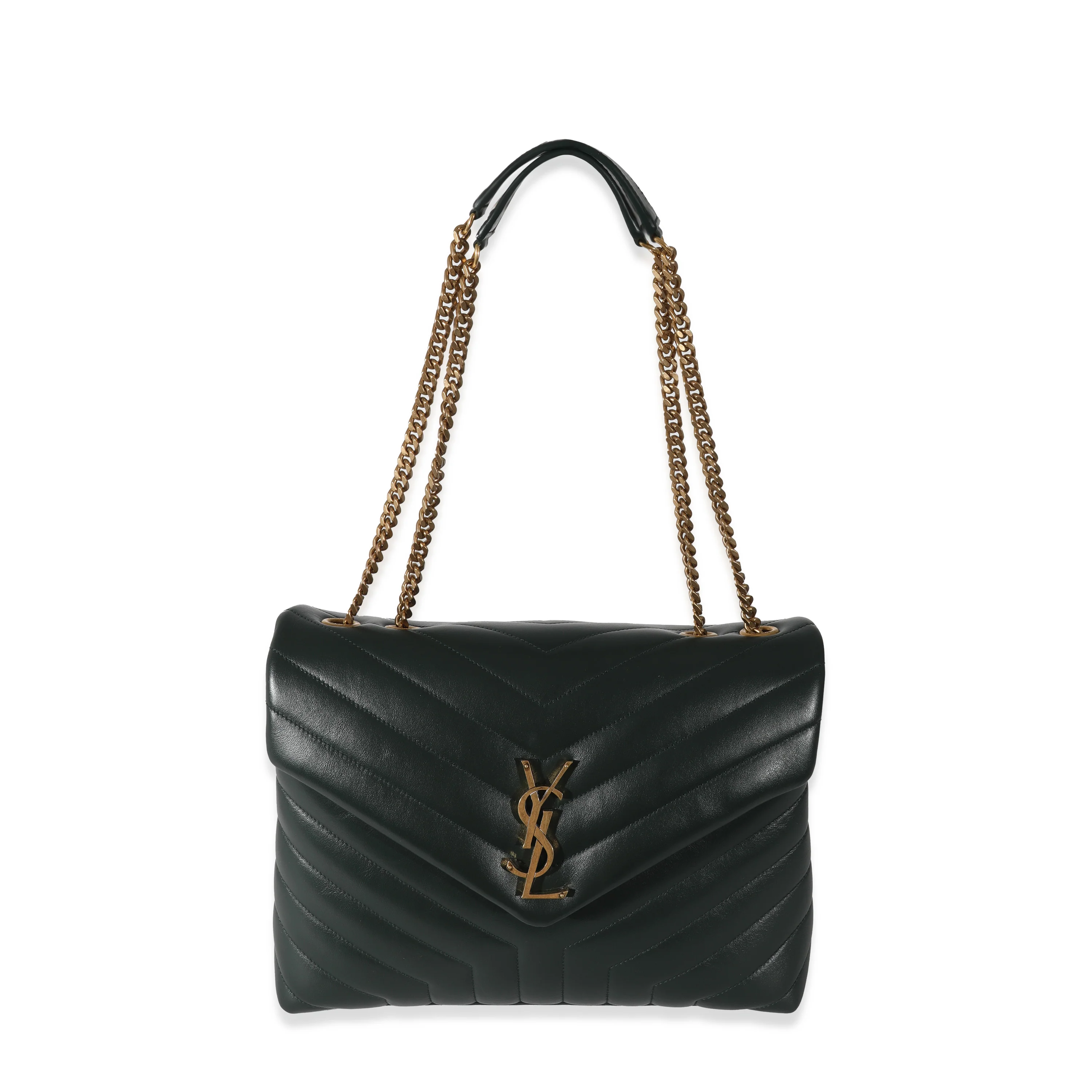 Saint Laurent Khaki Leather Medium Loulou Bag - Image 4