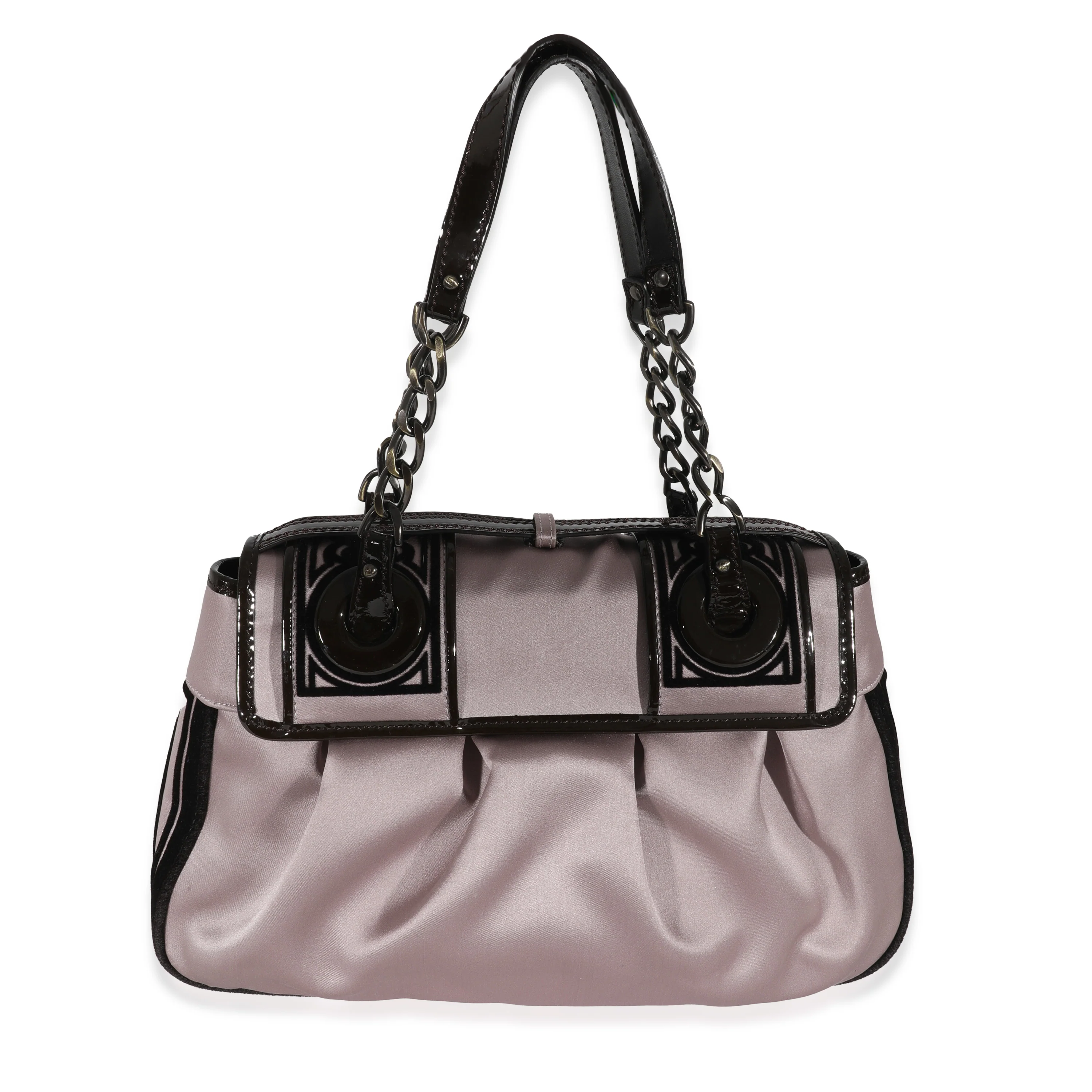 Fendi Pink Brown Satin B-Bag - Image 3