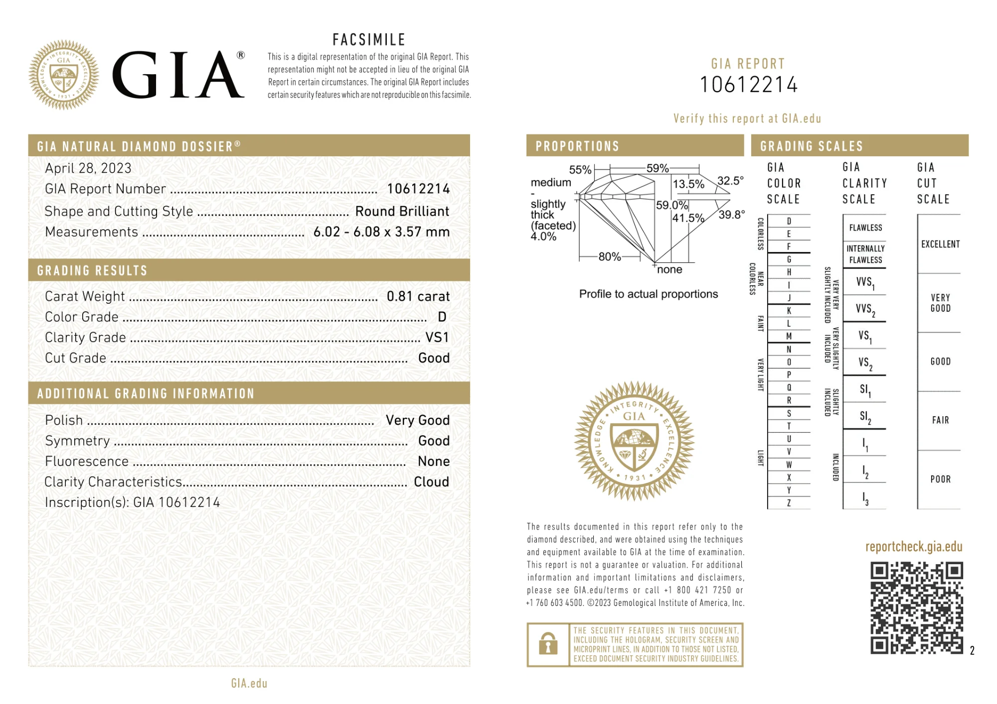 GIA Certified 0.81 Ct Round cut D VS1 Loose Diamond - Image 2