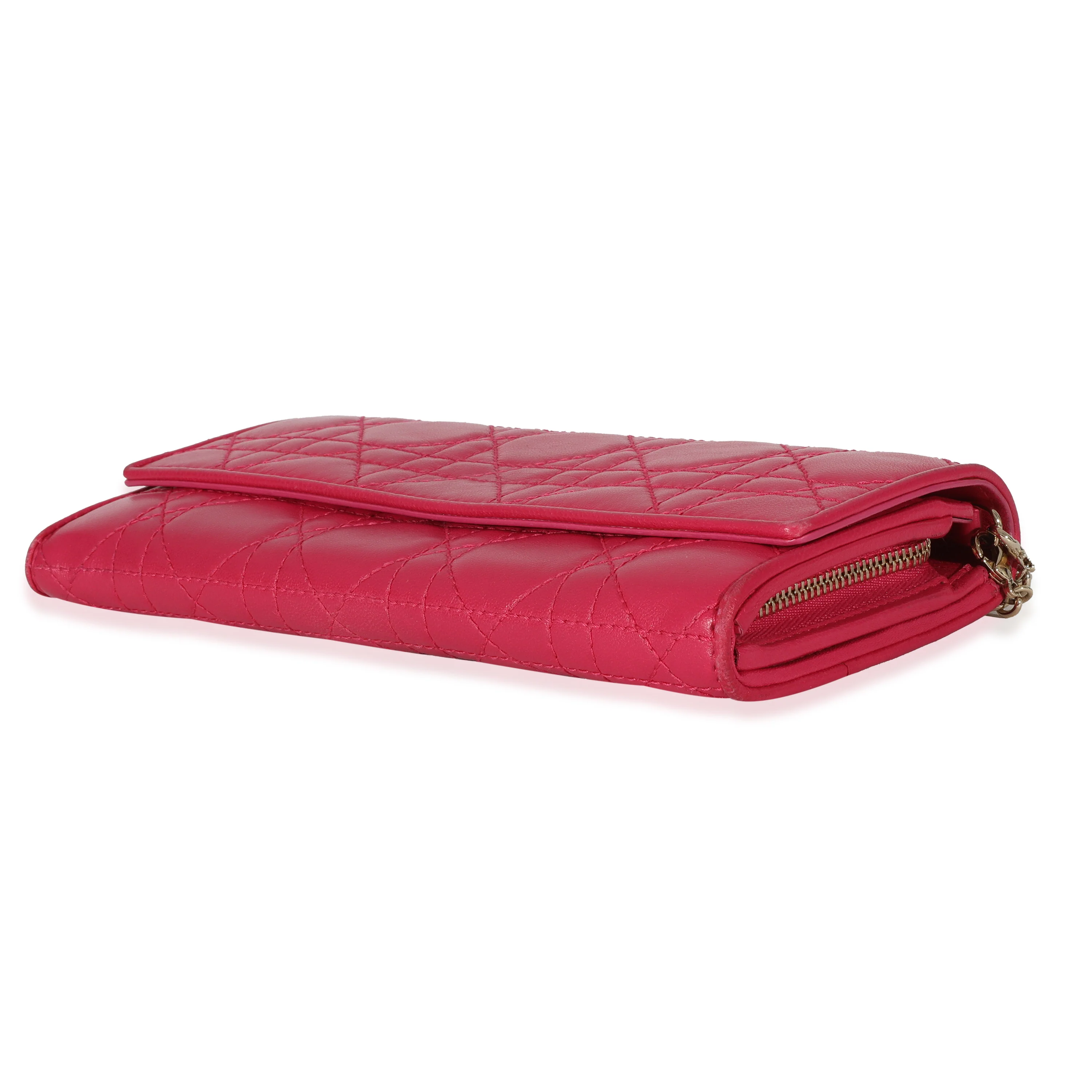Christian Dior Pink Cannage Lambskin Croisiere Chain Wallet - Image 7