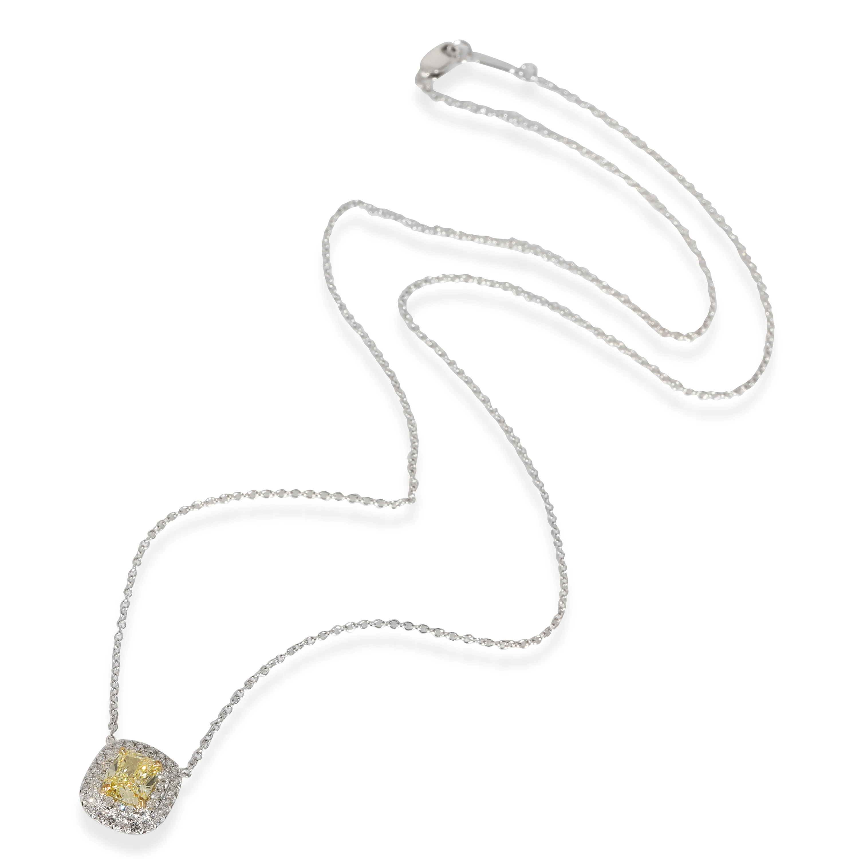Tiffany & Co. Soleste Halo Fancy Intense Yellow Cushion Pendant IF 1 1/4 Ctw - Image 2