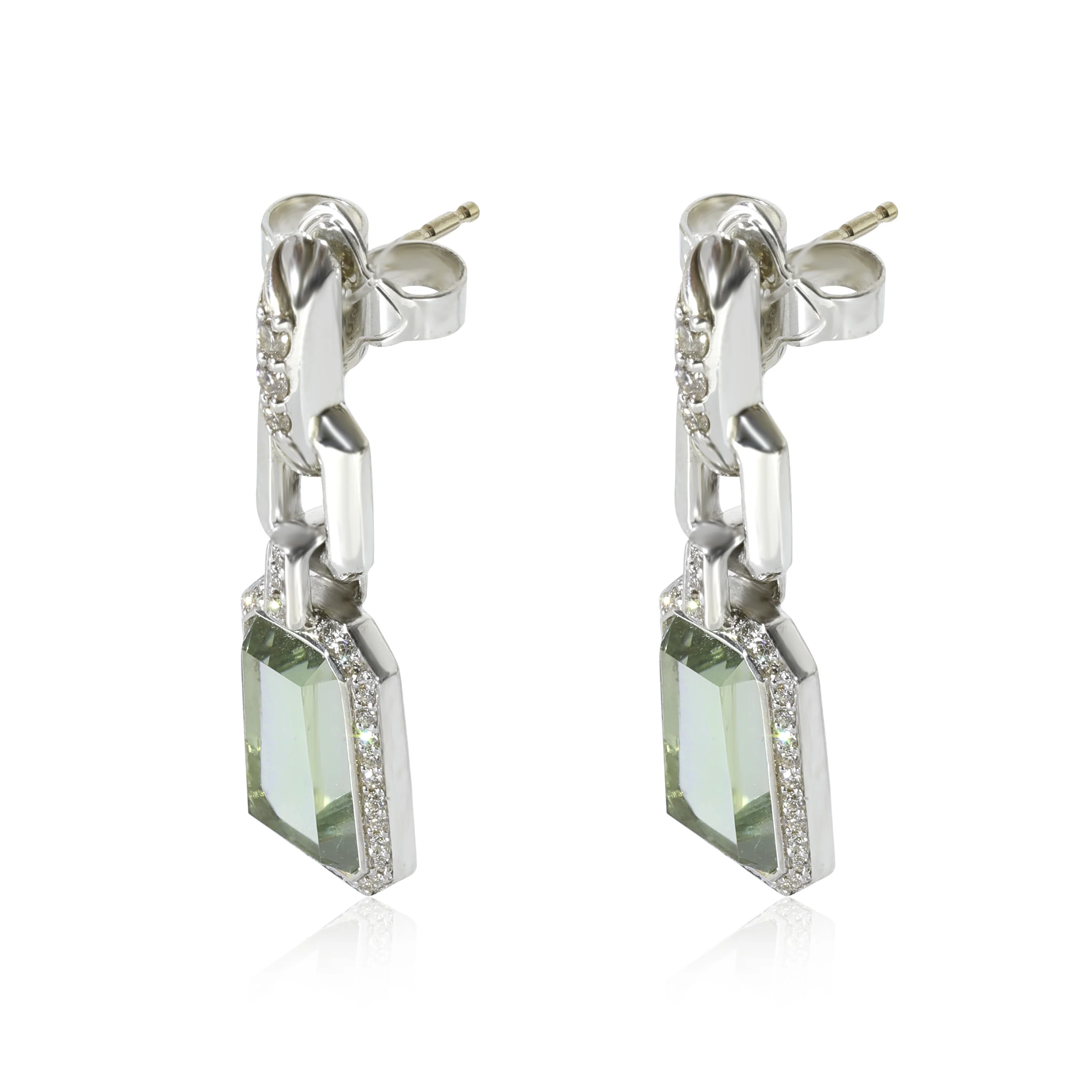 David Yurman Stax Prasiolite Diamond Earrings in Sterling Silver 0.46 CTW - Image 2