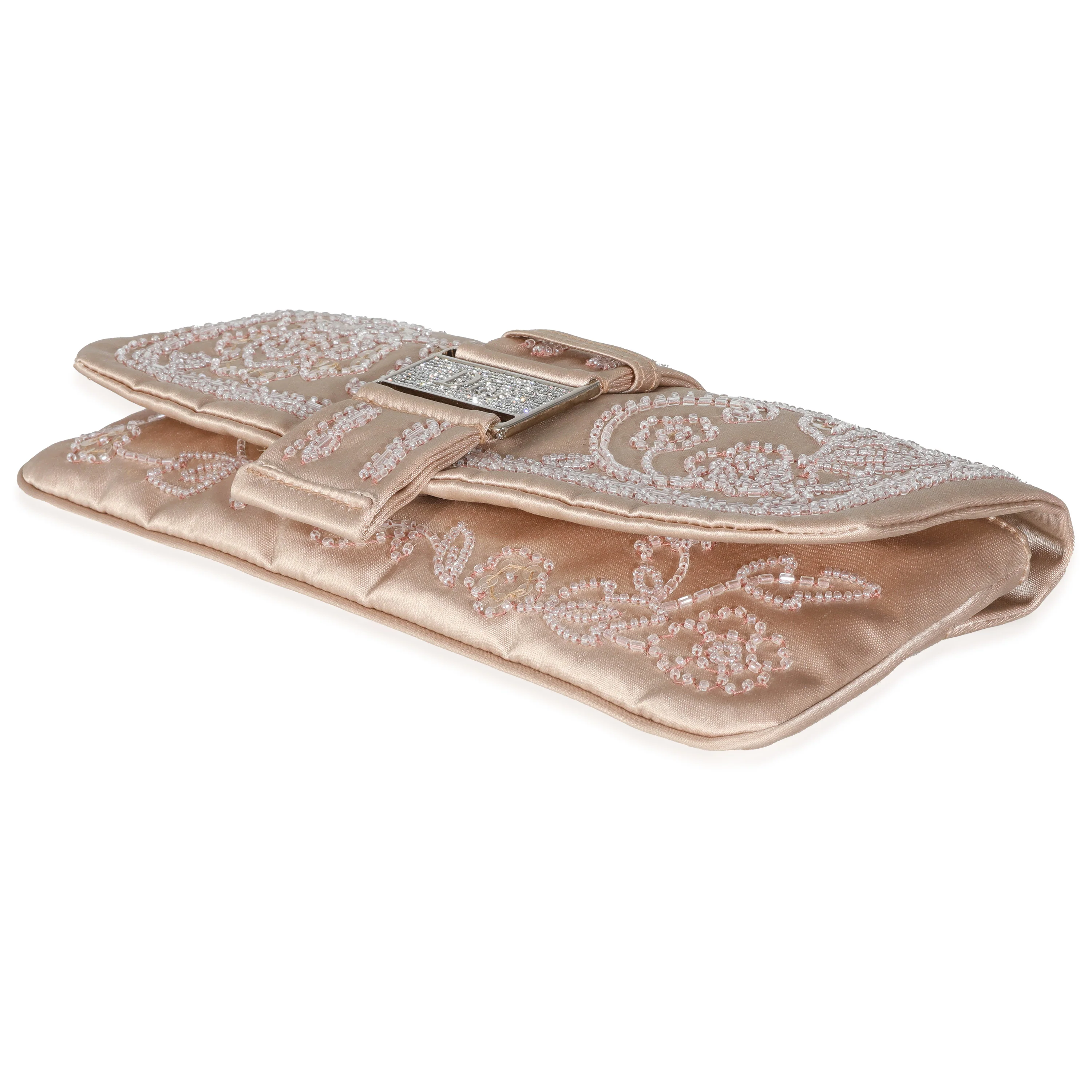 Christian Dior Vintage Pink Silk Beaded Flap Clutch - Image 6