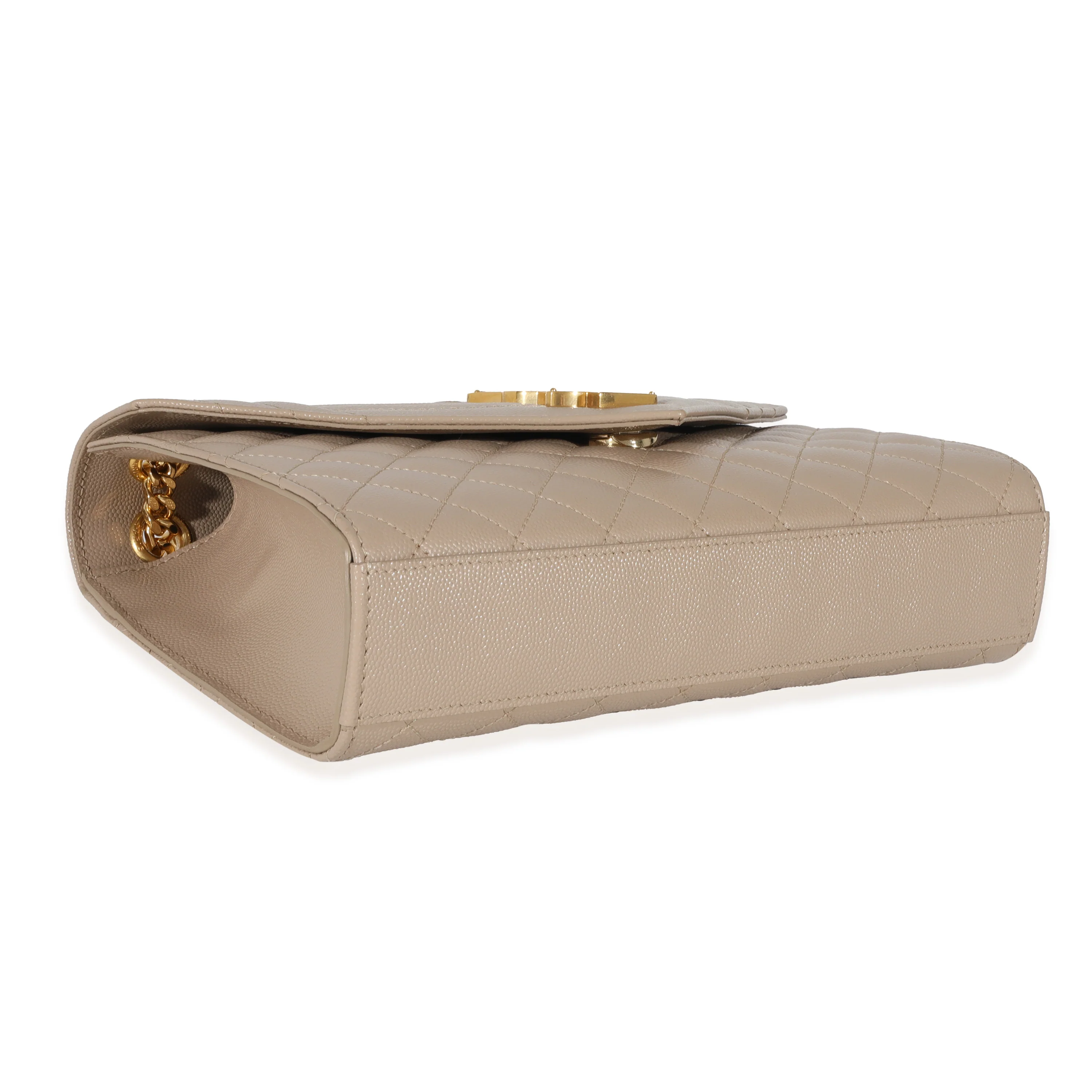 Saint Laurent Beige Grain De Poudre Medium Envelope In Mix Flap Bag - Image 6