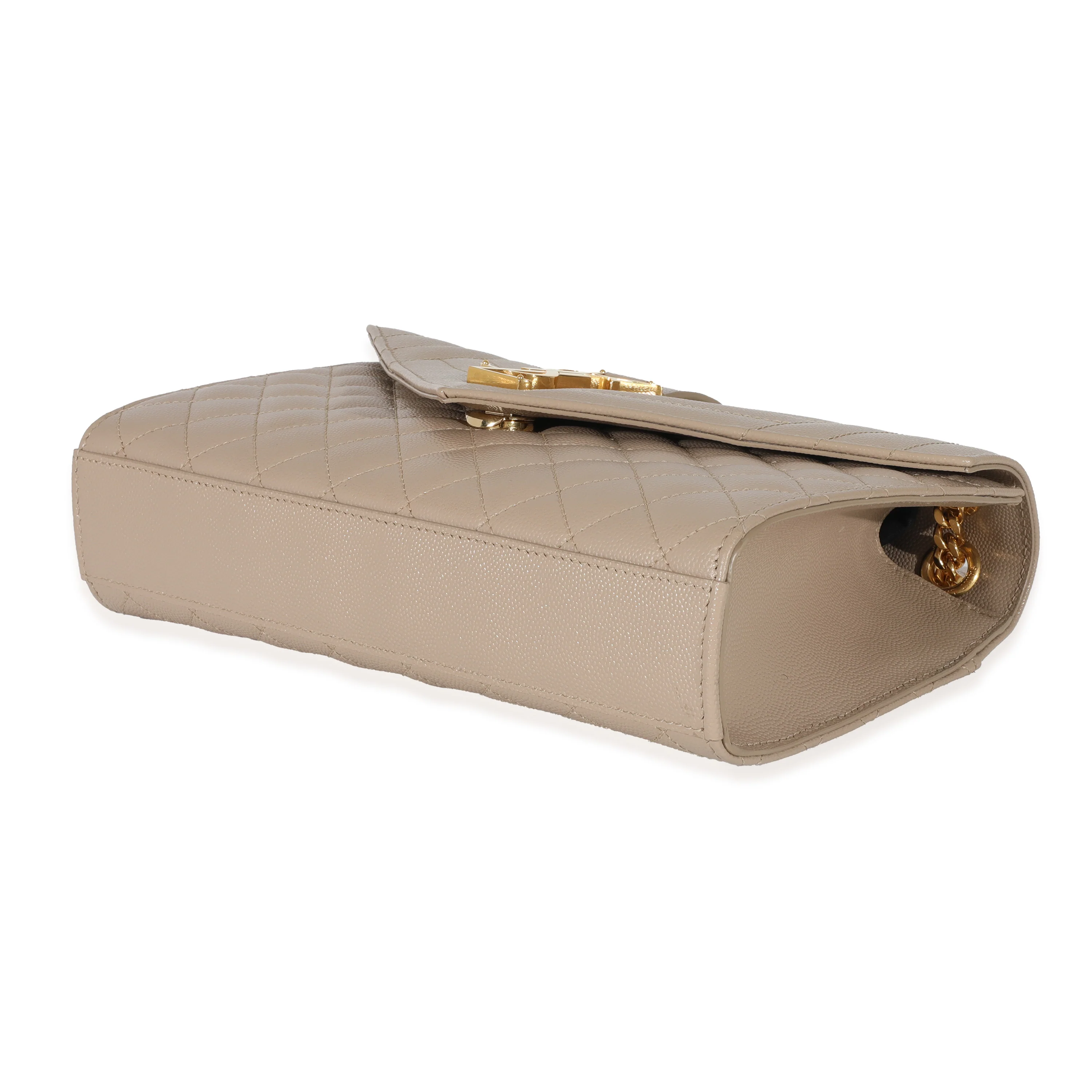 Saint Laurent Beige Grain De Poudre Medium Envelope In Mix Flap Bag - Image 7