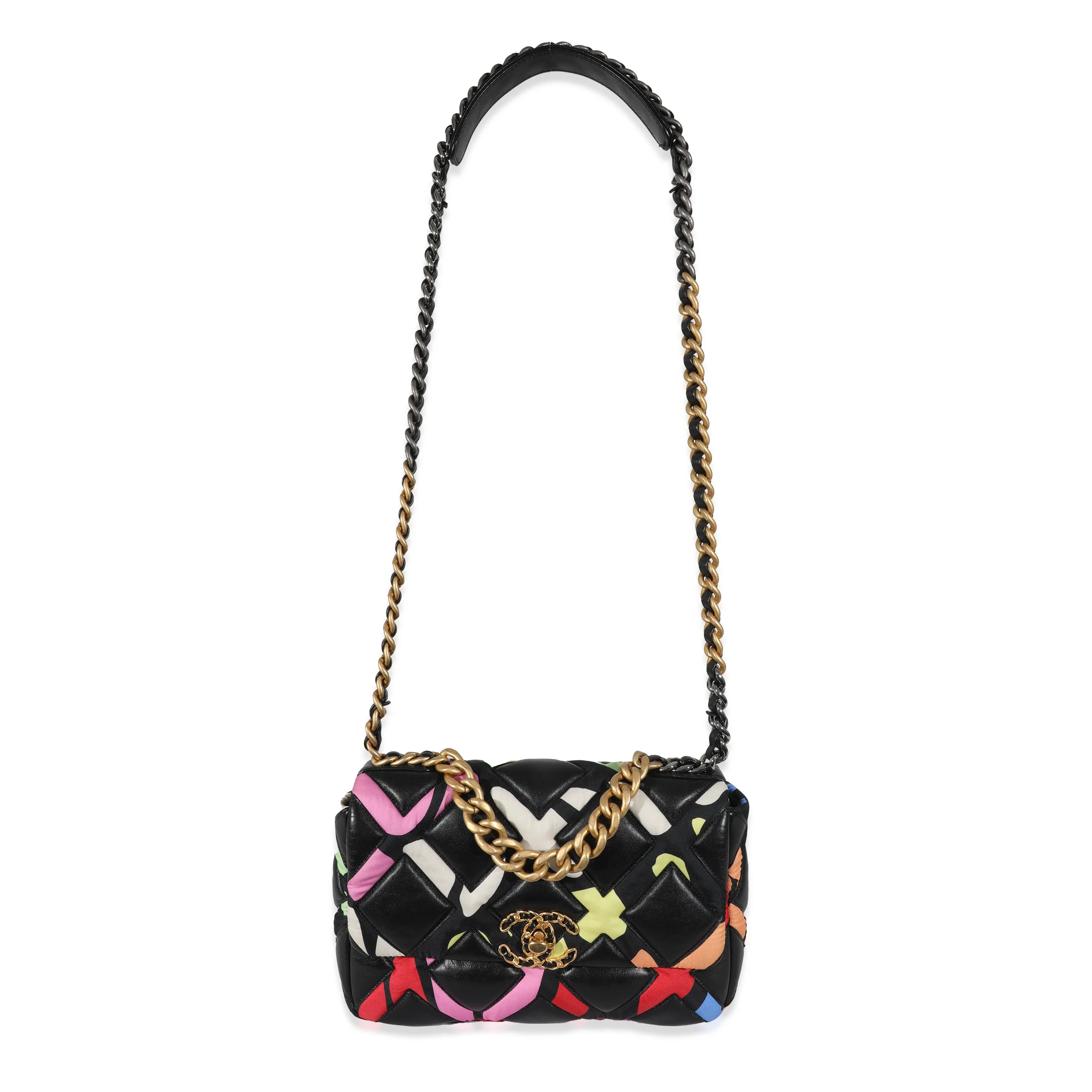 Chanel 22S Black Multicolor Lambskin Fixation Small Chanel 19 Bag - Image 4