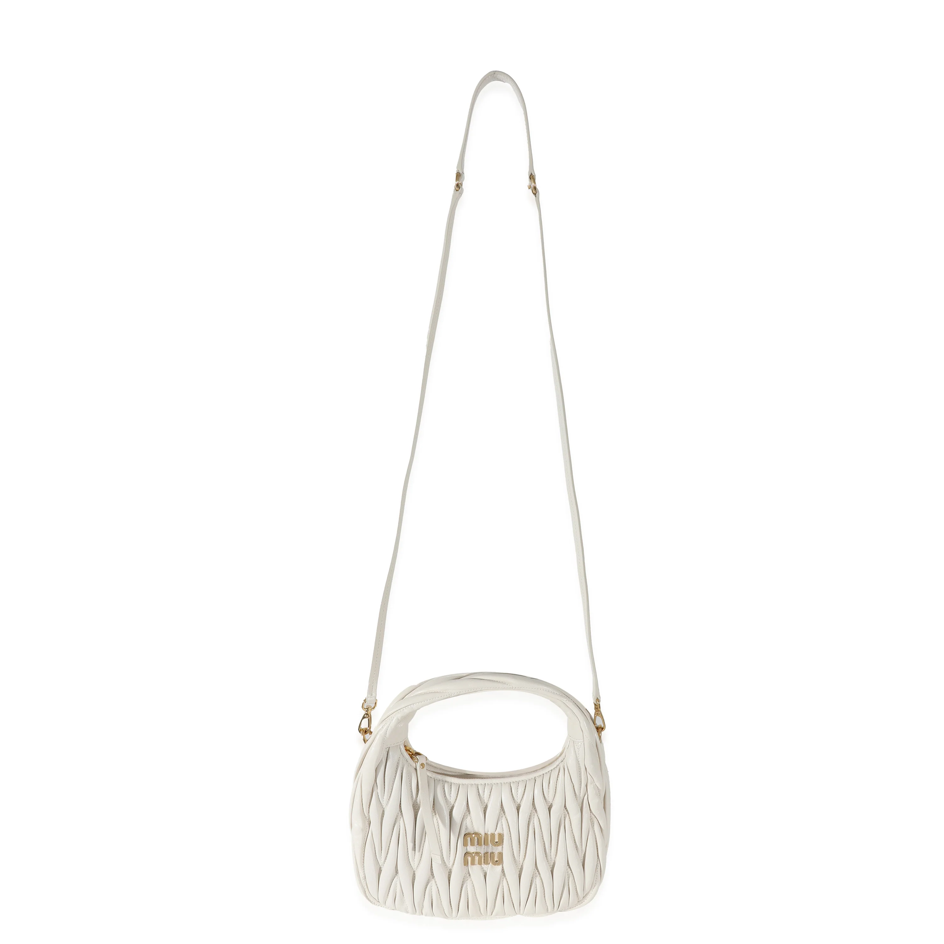 Miu Miu White Nappa Matelassé Mini Wander Hobo - Image 4