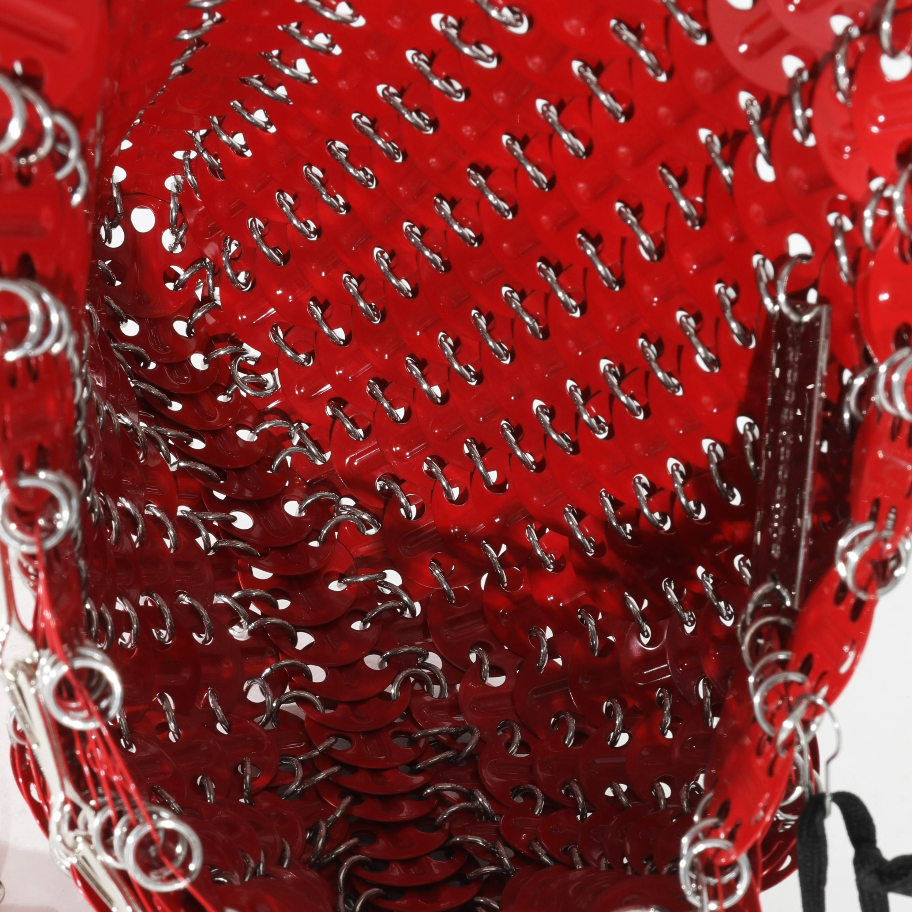 Paco Rabanne Red Silver Metal Laiton 1969 Chain Bag - Image 6