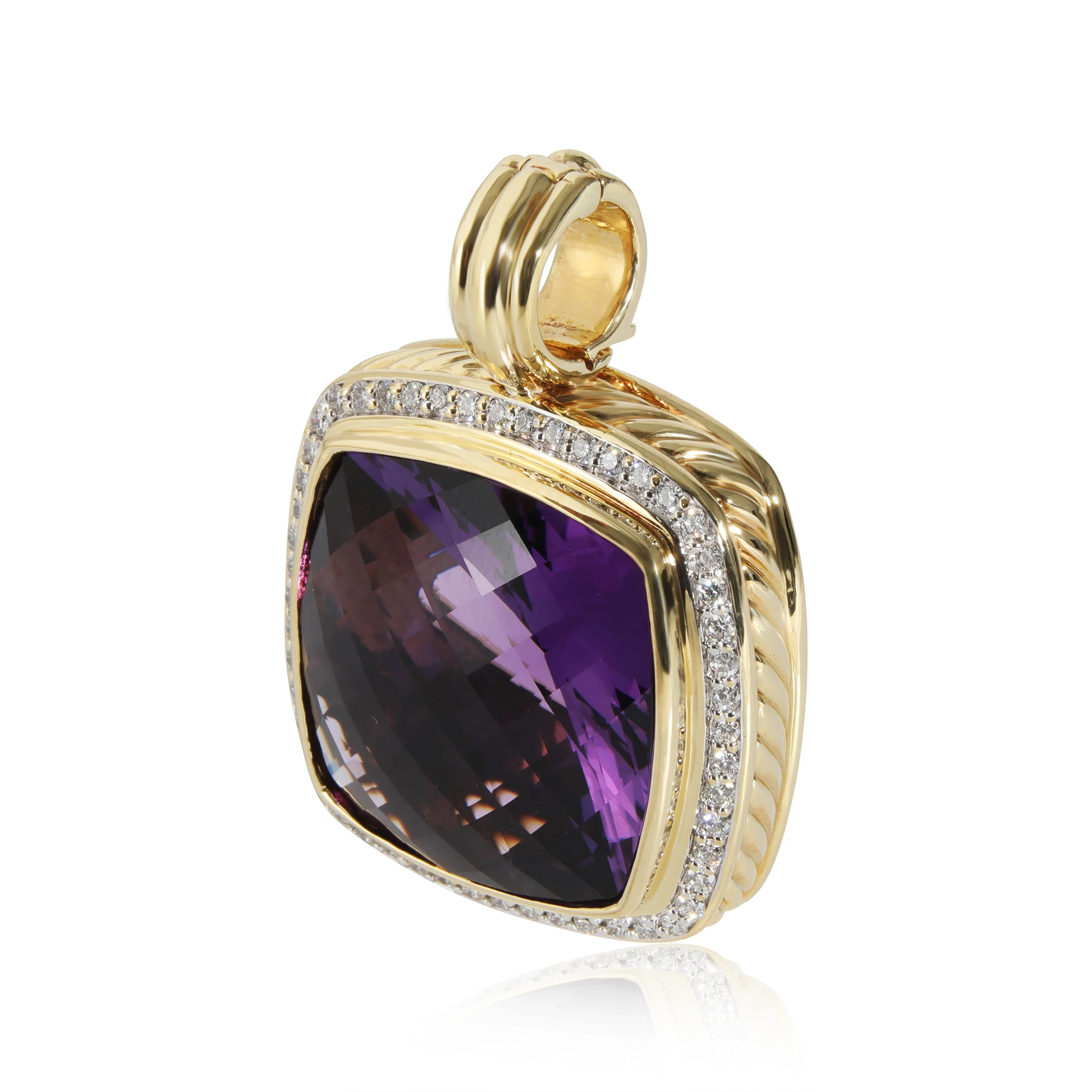 David Yurman Albion Amethyst Diamond Pendant in 18K Yellow Gold 0.5 CTW - Image 2