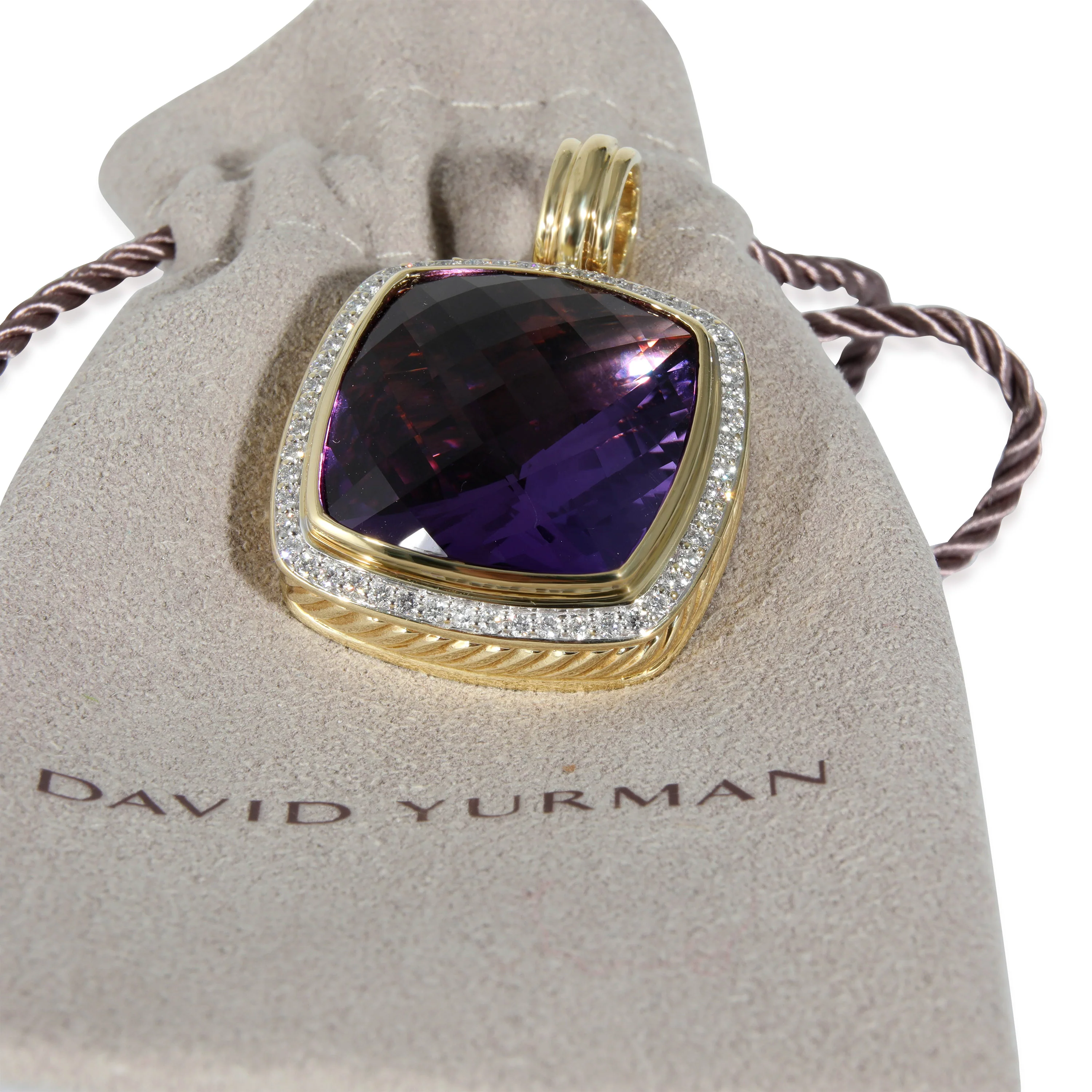 David Yurman Albion Amethyst Diamond Pendant in 18K Yellow Gold 0.5 CTW - Image 4
