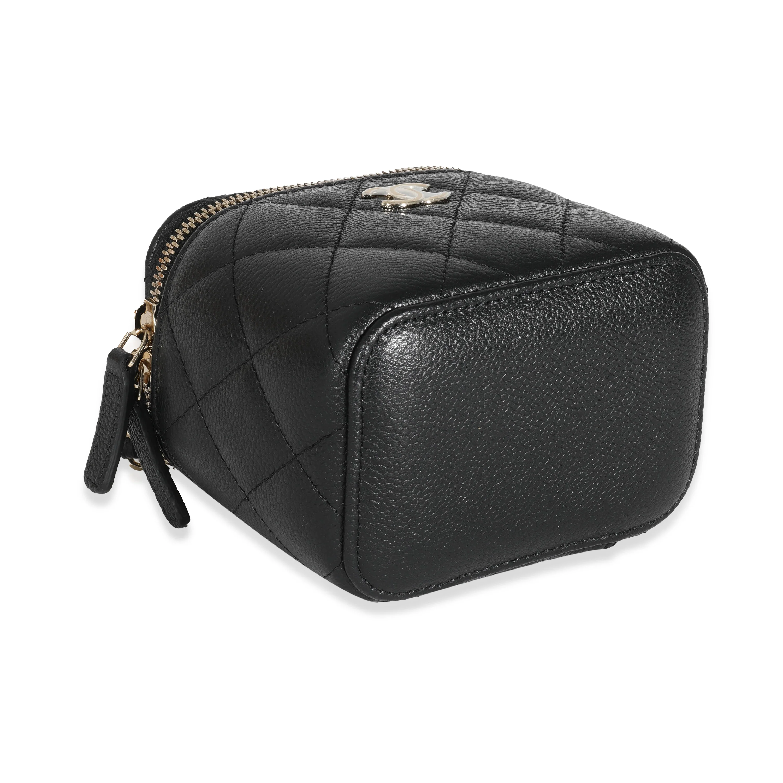 Chanel Black Quilted Caviar CC Link Mini Vanity Case - Image 6