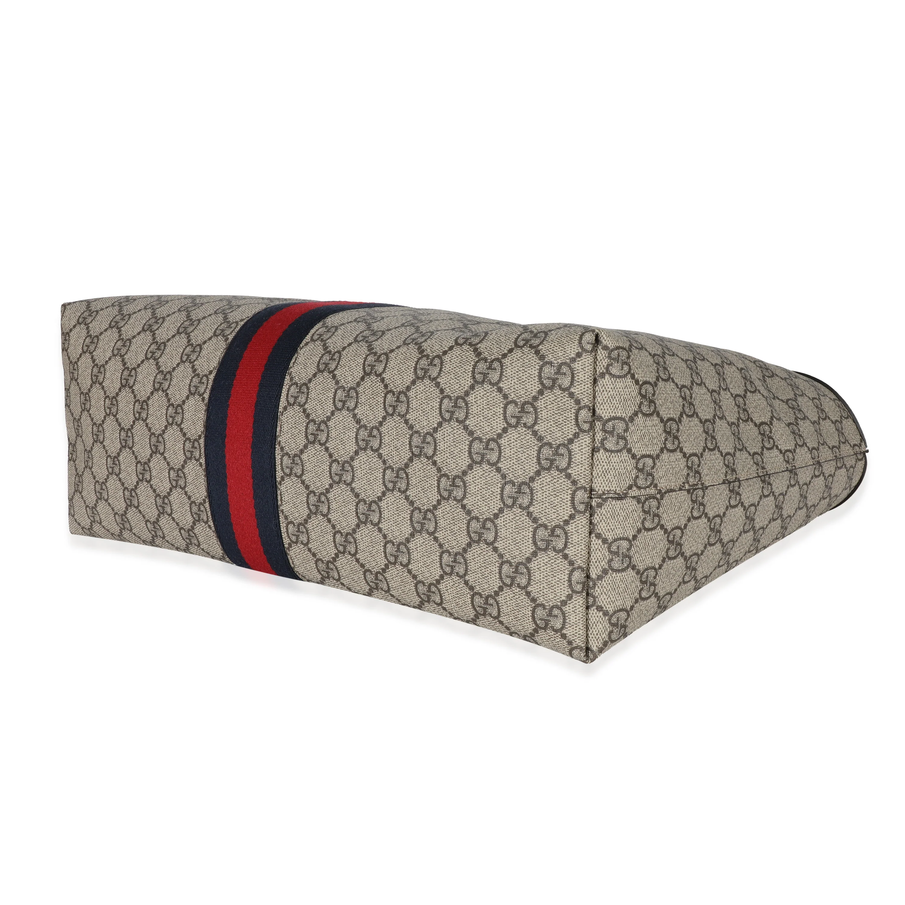 Gucci Beige GG Supreme White Leather Medium Ophidia Tote - Image 5
