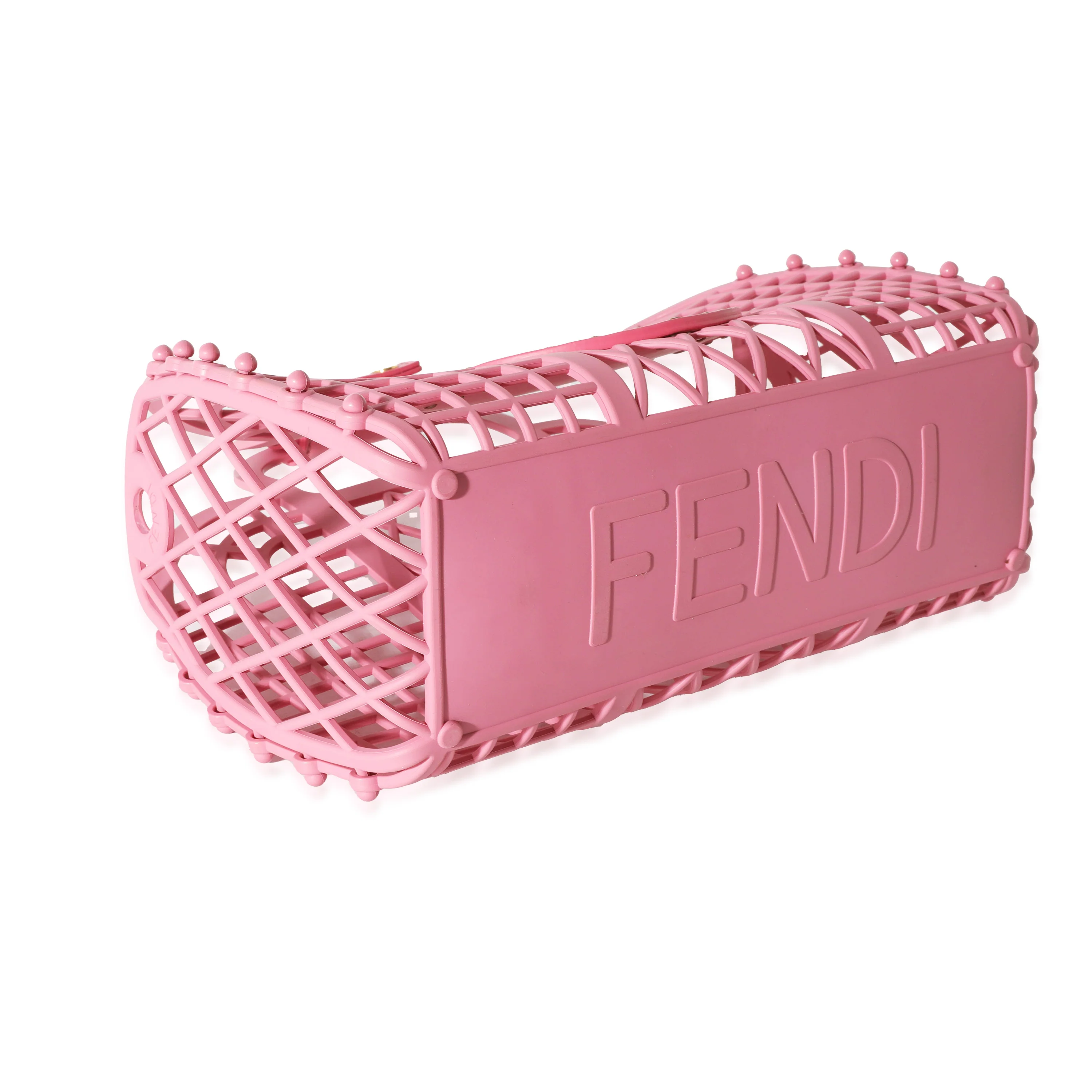 Fendi Pink Rosa Matte Recycled Plastic Small Vitello Liberty Basket - Image 6