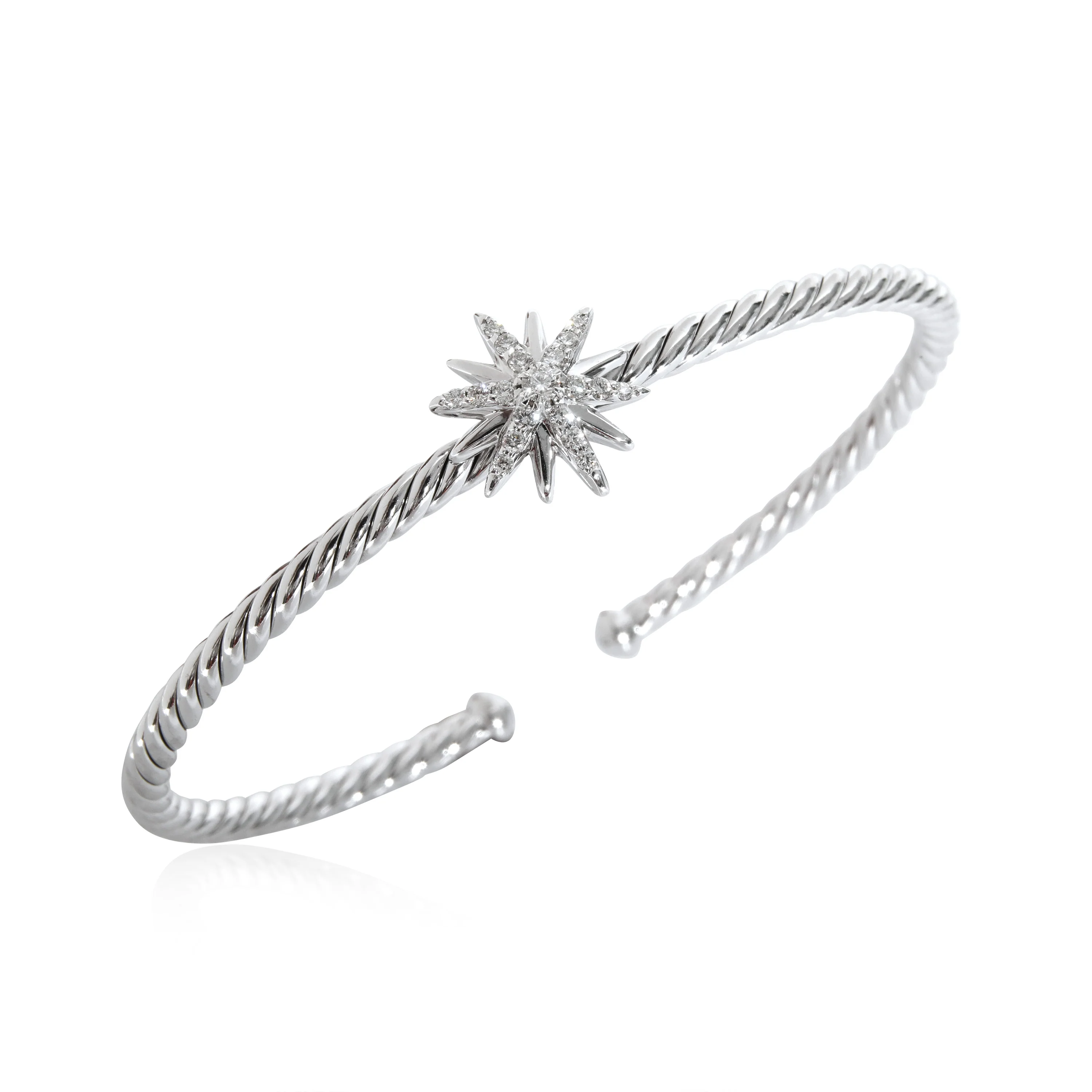 David Yurman Starburst Cuff Bangle in Sterling Silver 0.18 CTW - Image 3