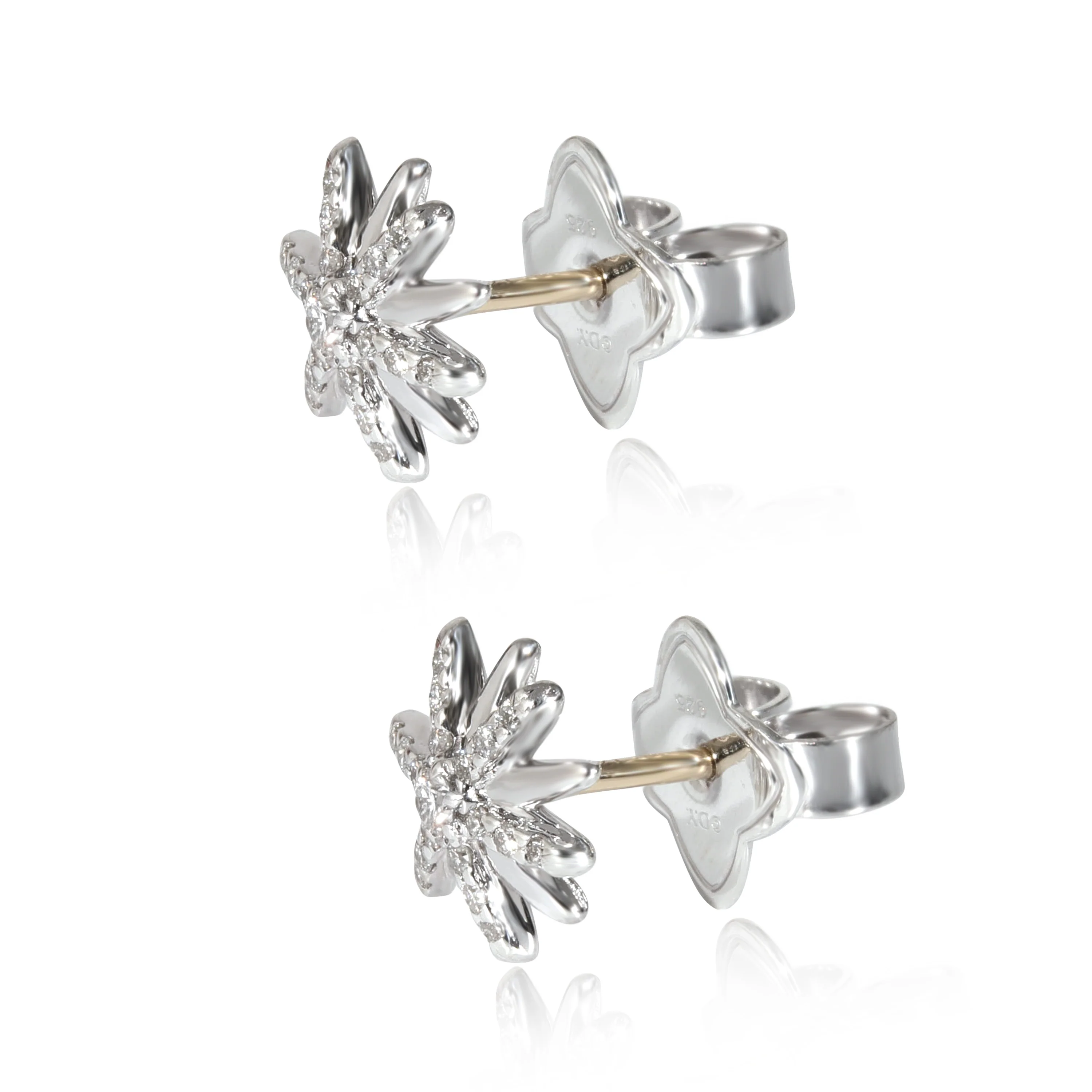 David Yurman Starburst Petite Stud Diamond Earrings in Sterling Silver & Gold - Image 2