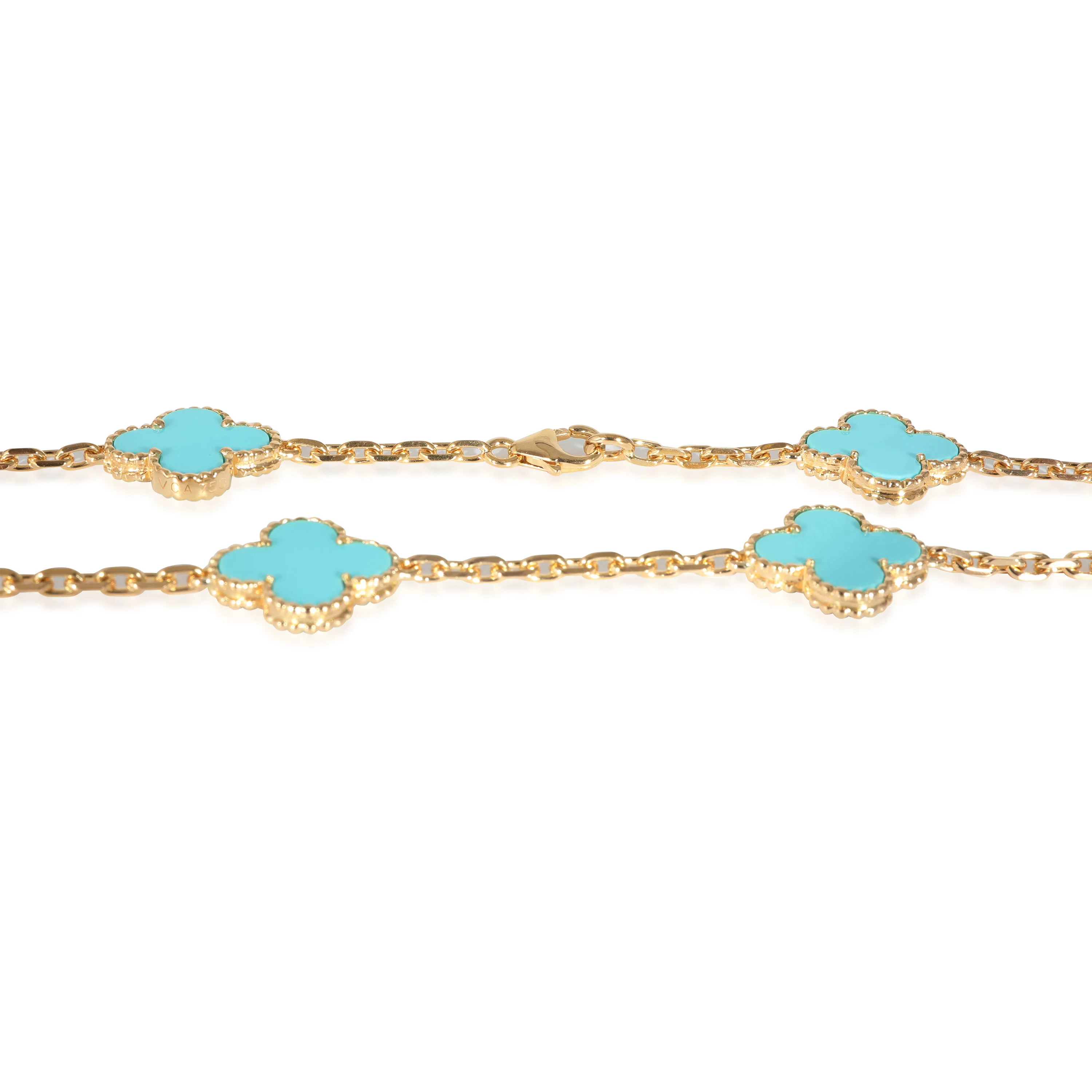 Van Cleef & Arpels Alhambra Vintage Turquoise 10 Station in 18k Yellow Gold - Image 4