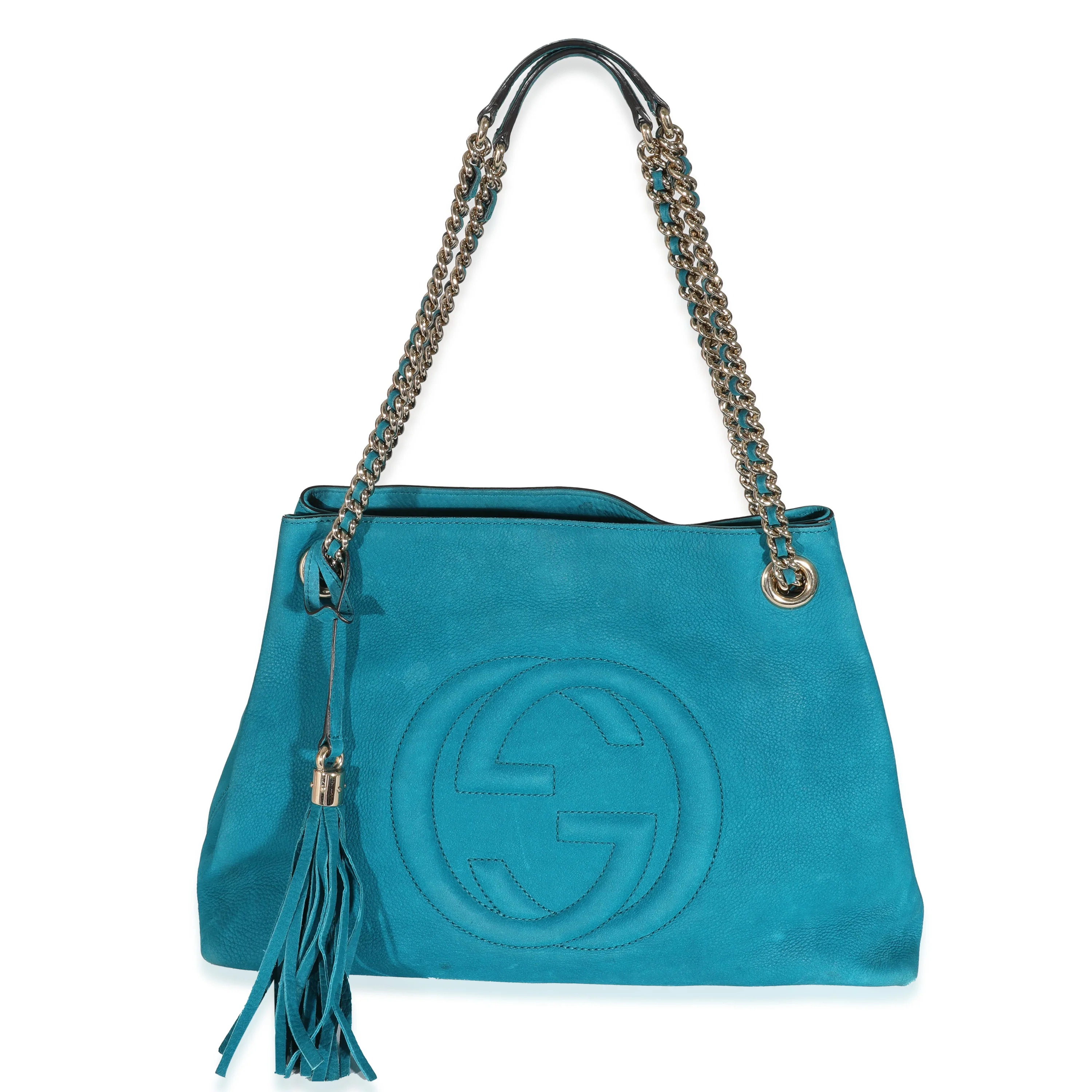 Gucci Blue Nubuck Medium Soho Chain Tote