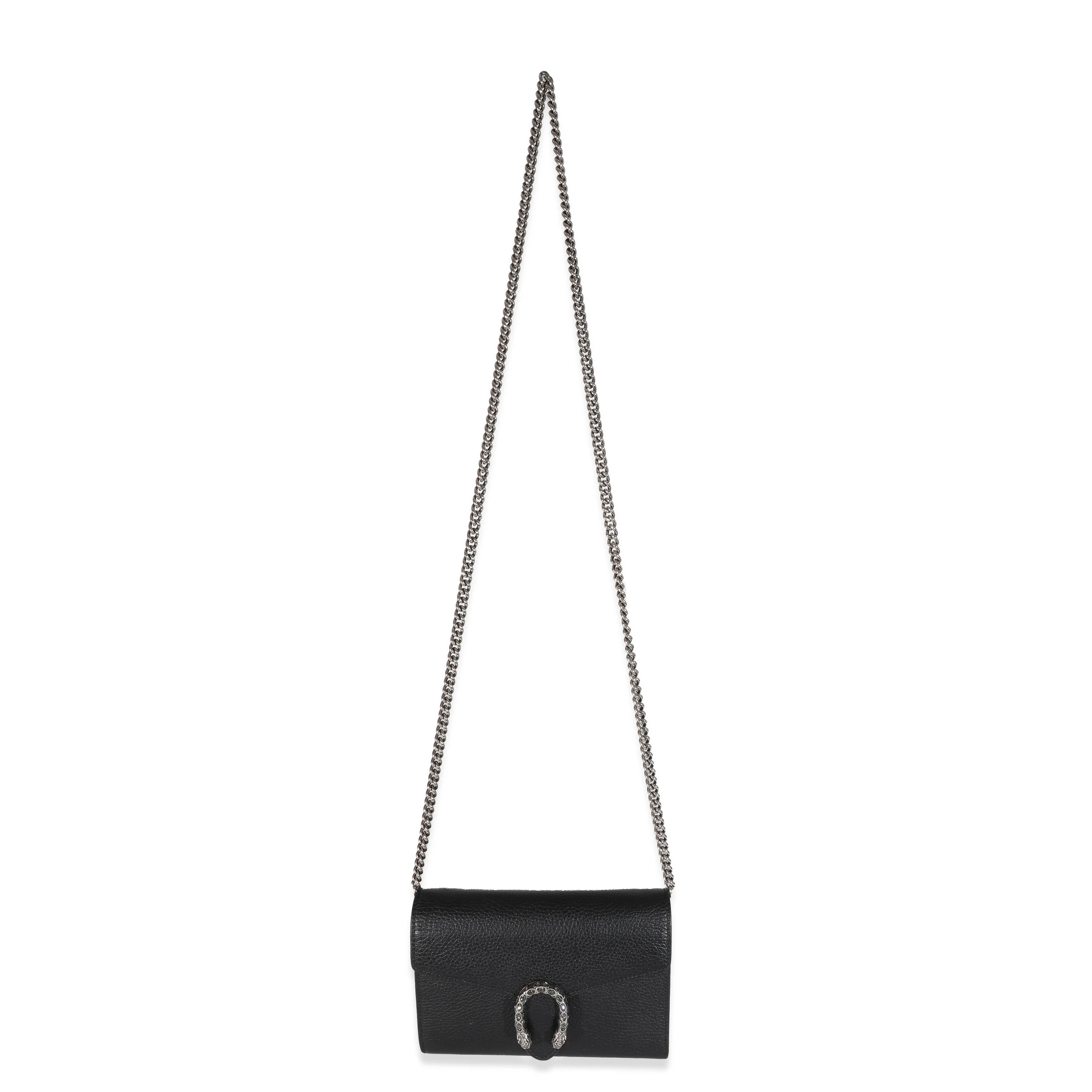 Gucci Black Grained Leather Dionysus Mini Chain Bag - Image 4