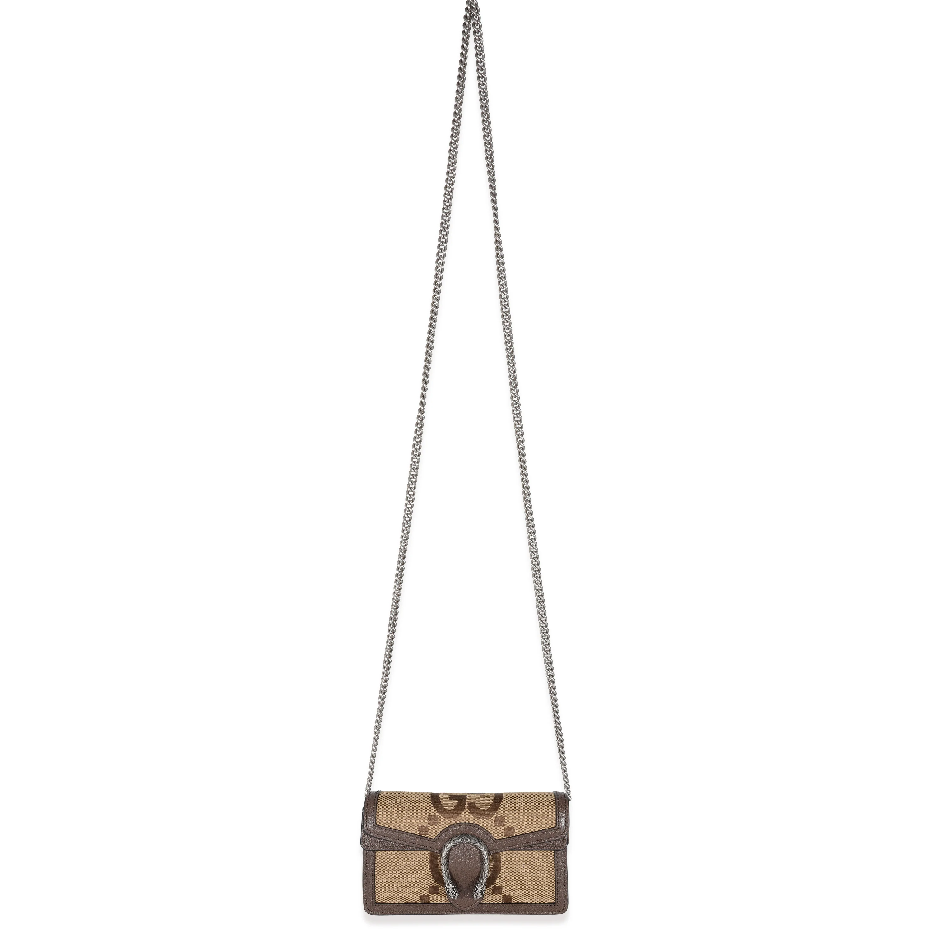 Gucci Camel Ebony Jumbo GG Canvas Super Mini Dionysus - Image 7