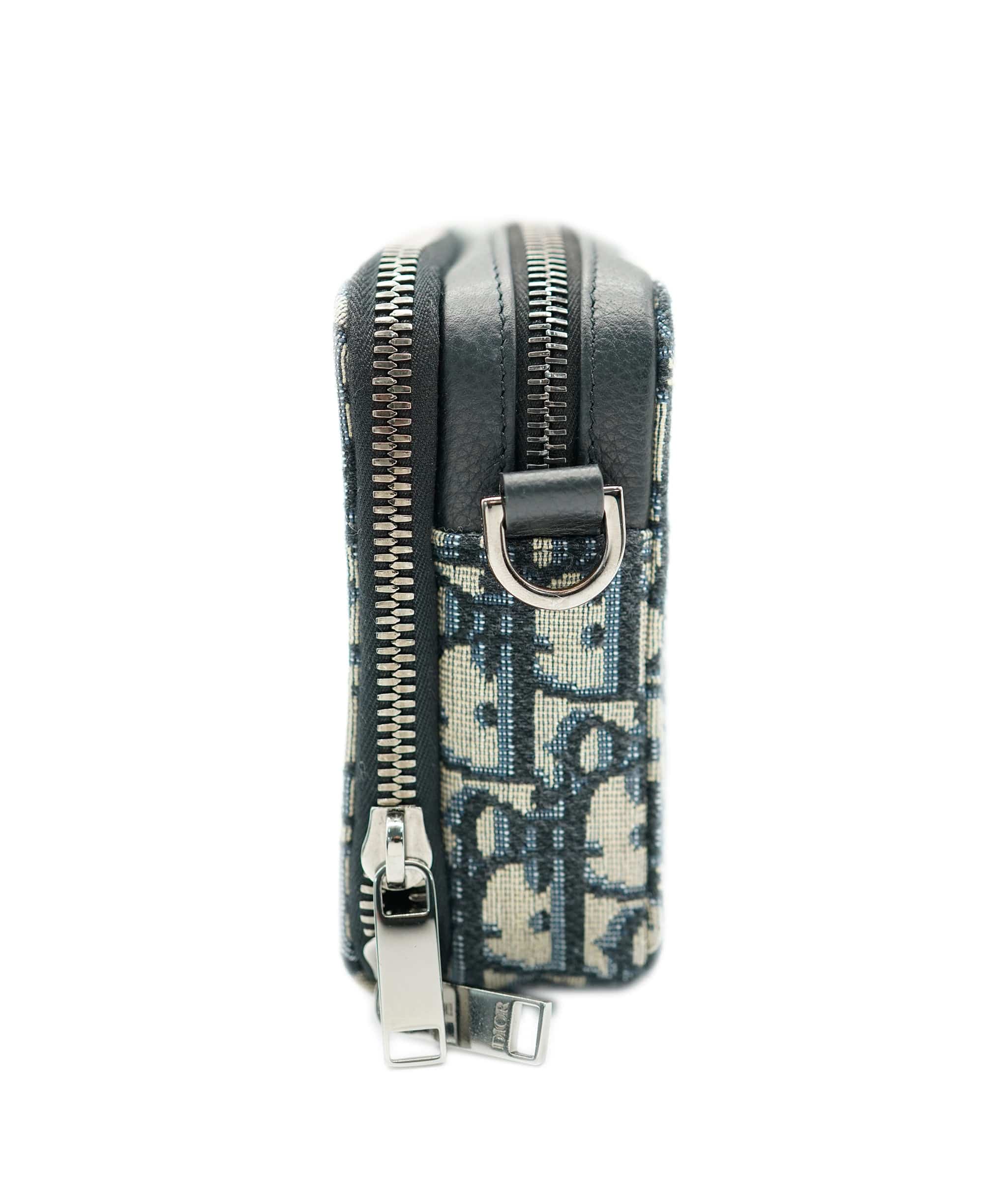 Dior Beige Black Dior Oblique Jacquard Pouch With Strap - Image 10