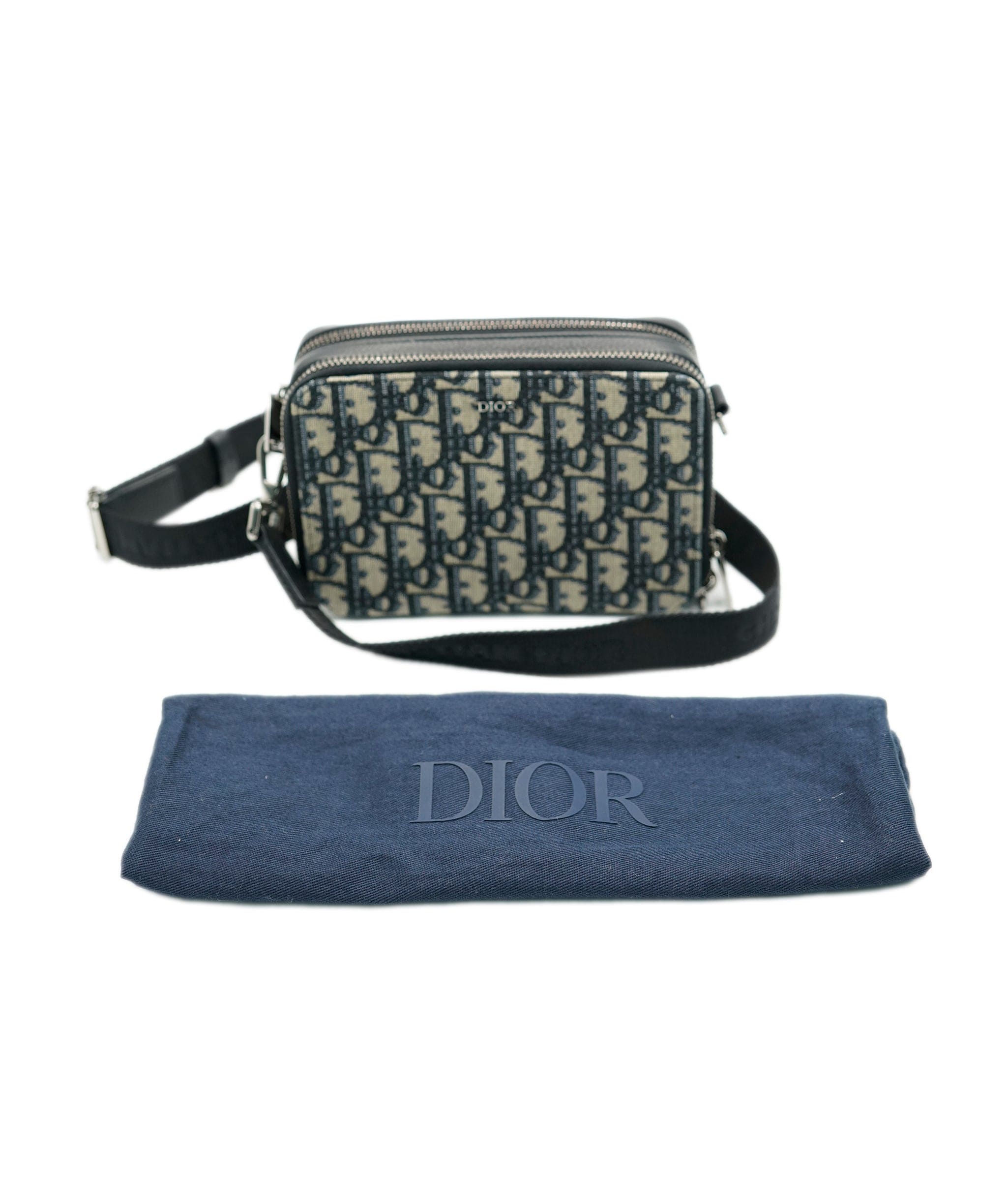 Dior Beige Black Dior Oblique Jacquard Pouch With Strap - Image 8