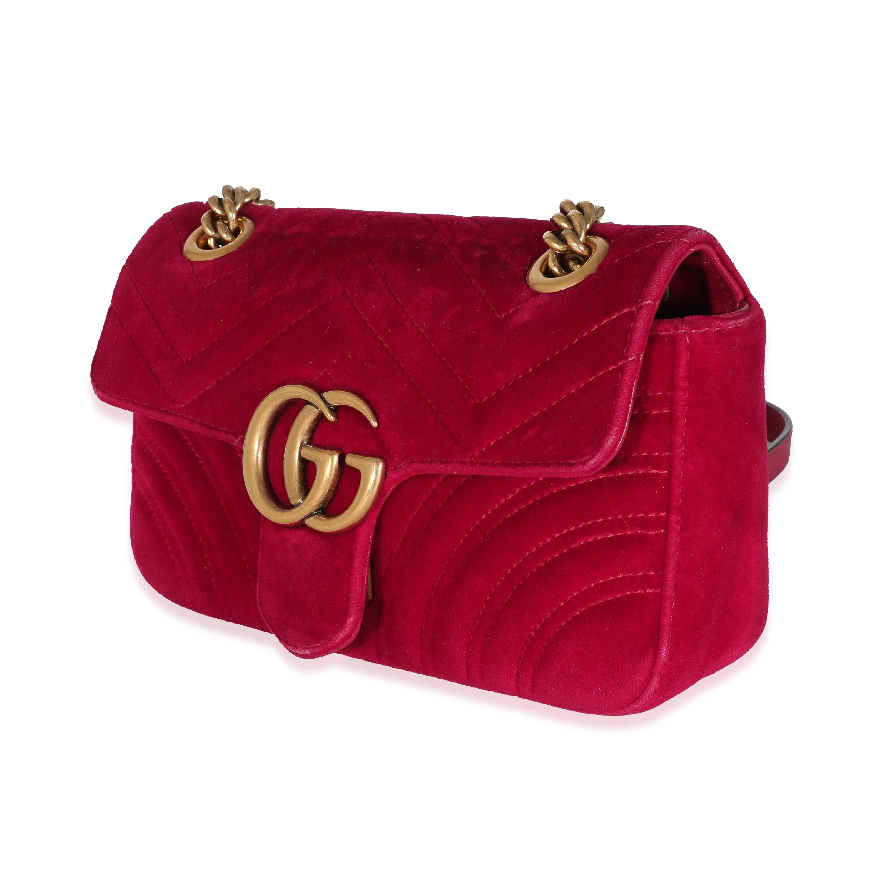 Gucci Red Velvet Matelassé Mini Marmont Shoulder Bag Mini - Image 2