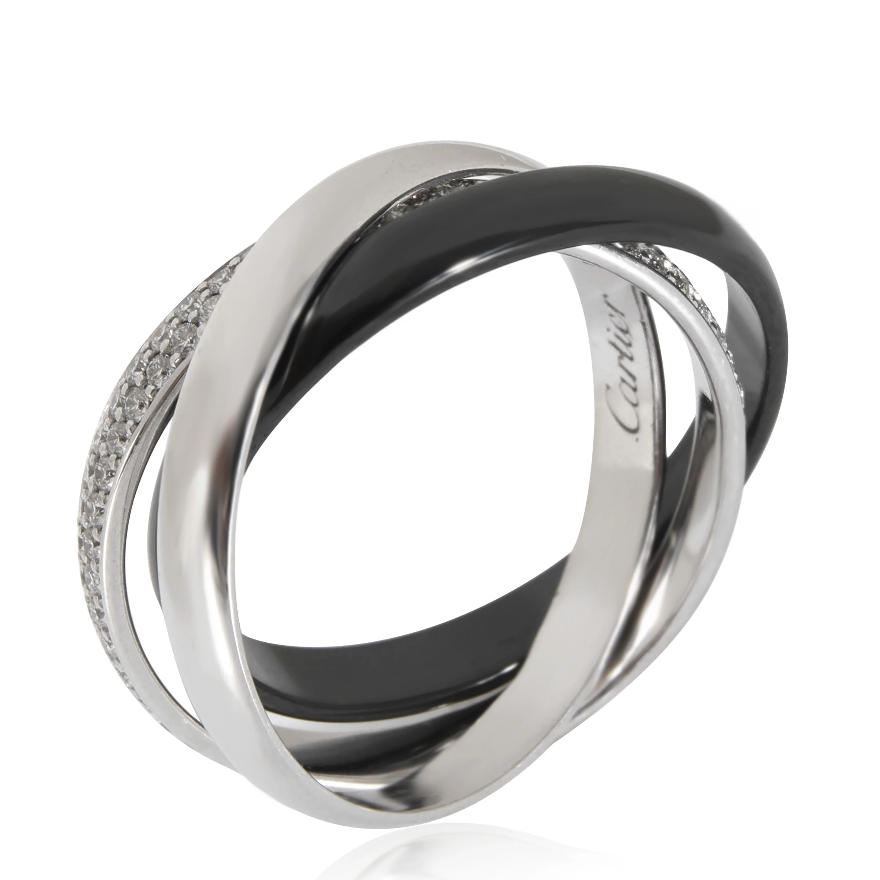 White Gold & Platinum Diamond Trinity Ring - Image 5