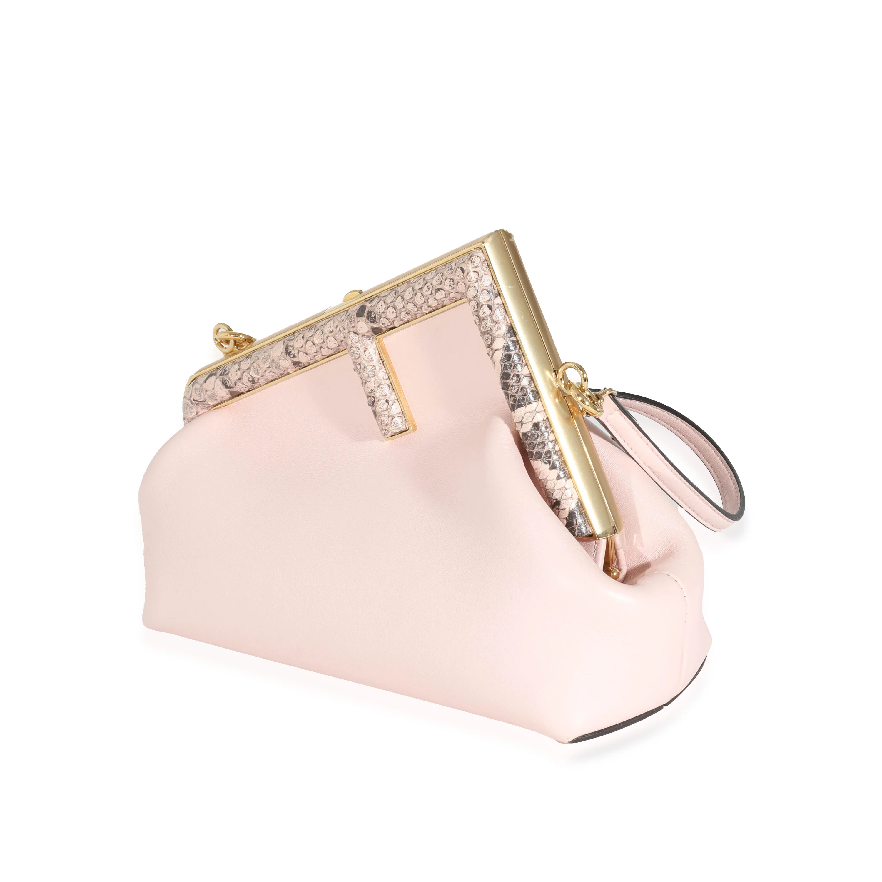 Fendi Pink Nappa Python Leather Small First Pouch - Image 2