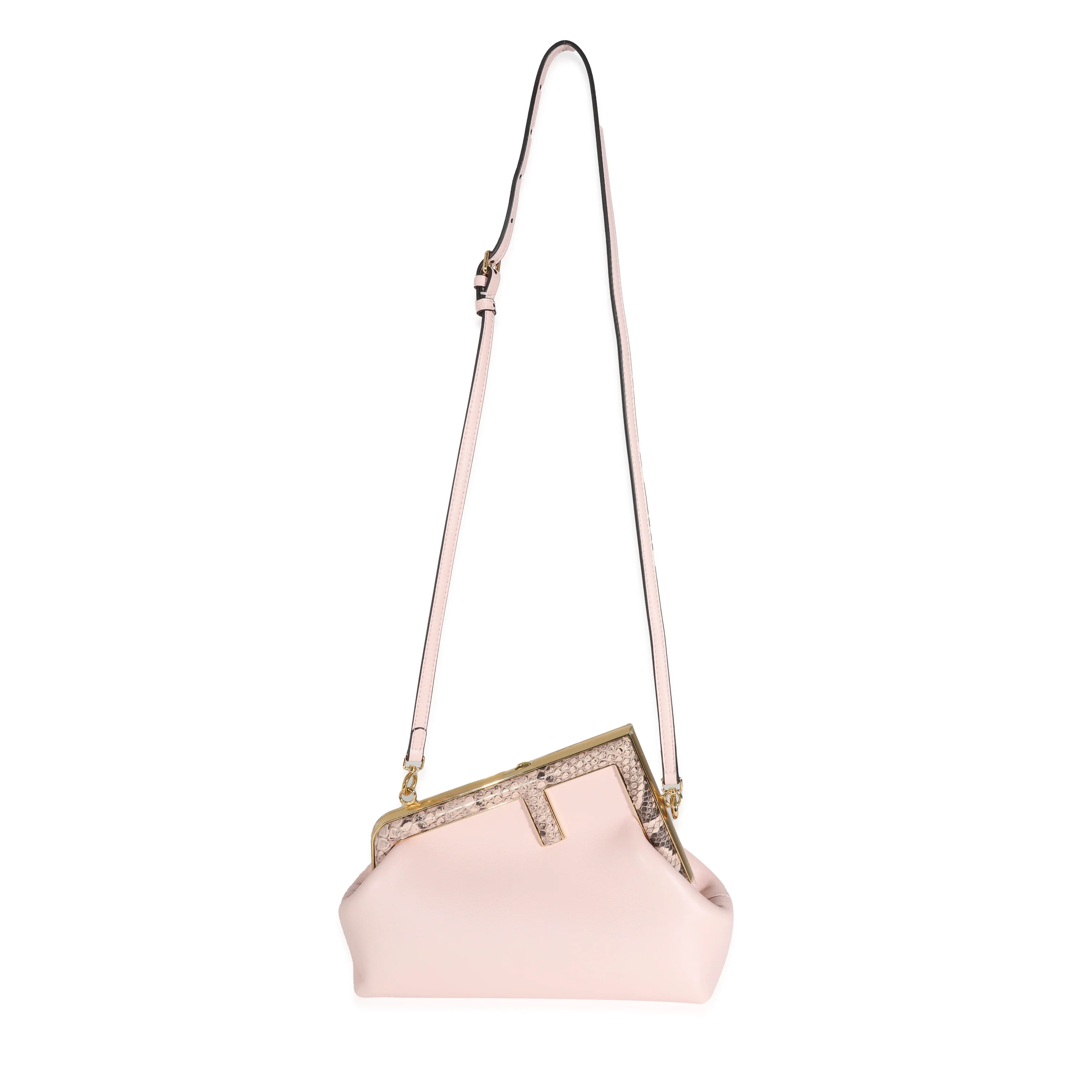 Fendi Pink Nappa Python Leather Small First Pouch - Image 8