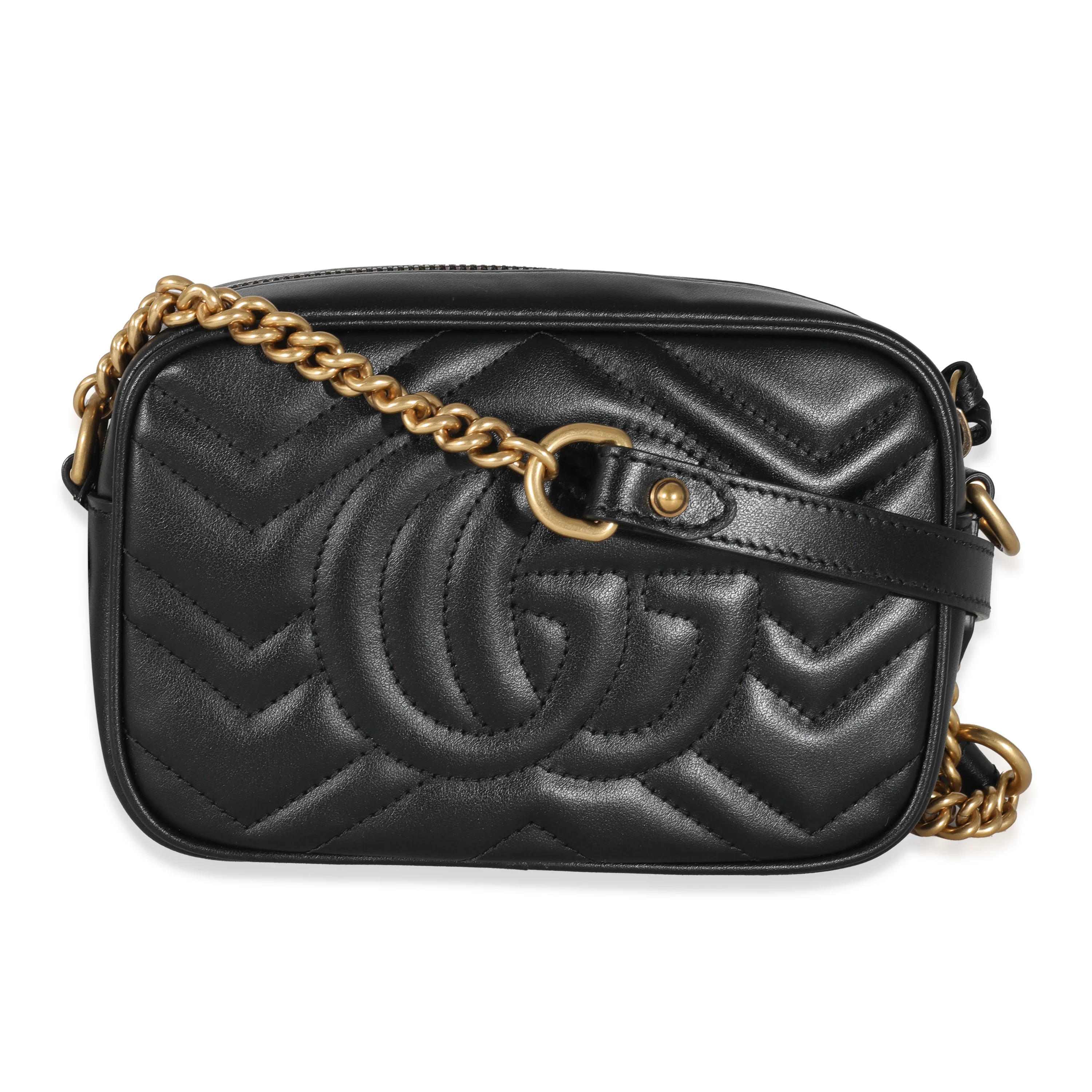Gucci Black Matelassé Leather GG Marmont Mini Bag - Image 3