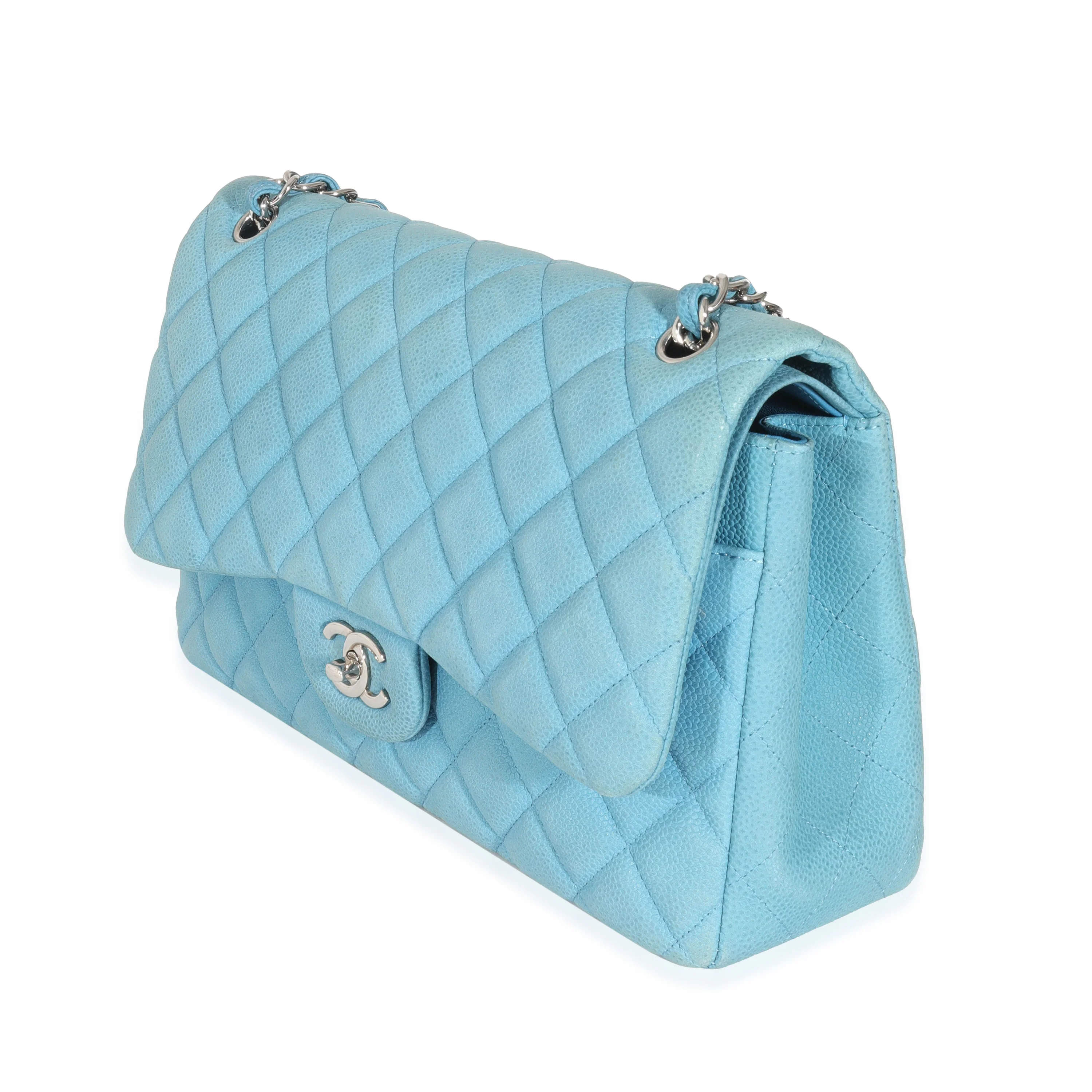 Chanel Blue Matte Quilted Caviar Jumbo Classic Double Flap Bag - Image 2
