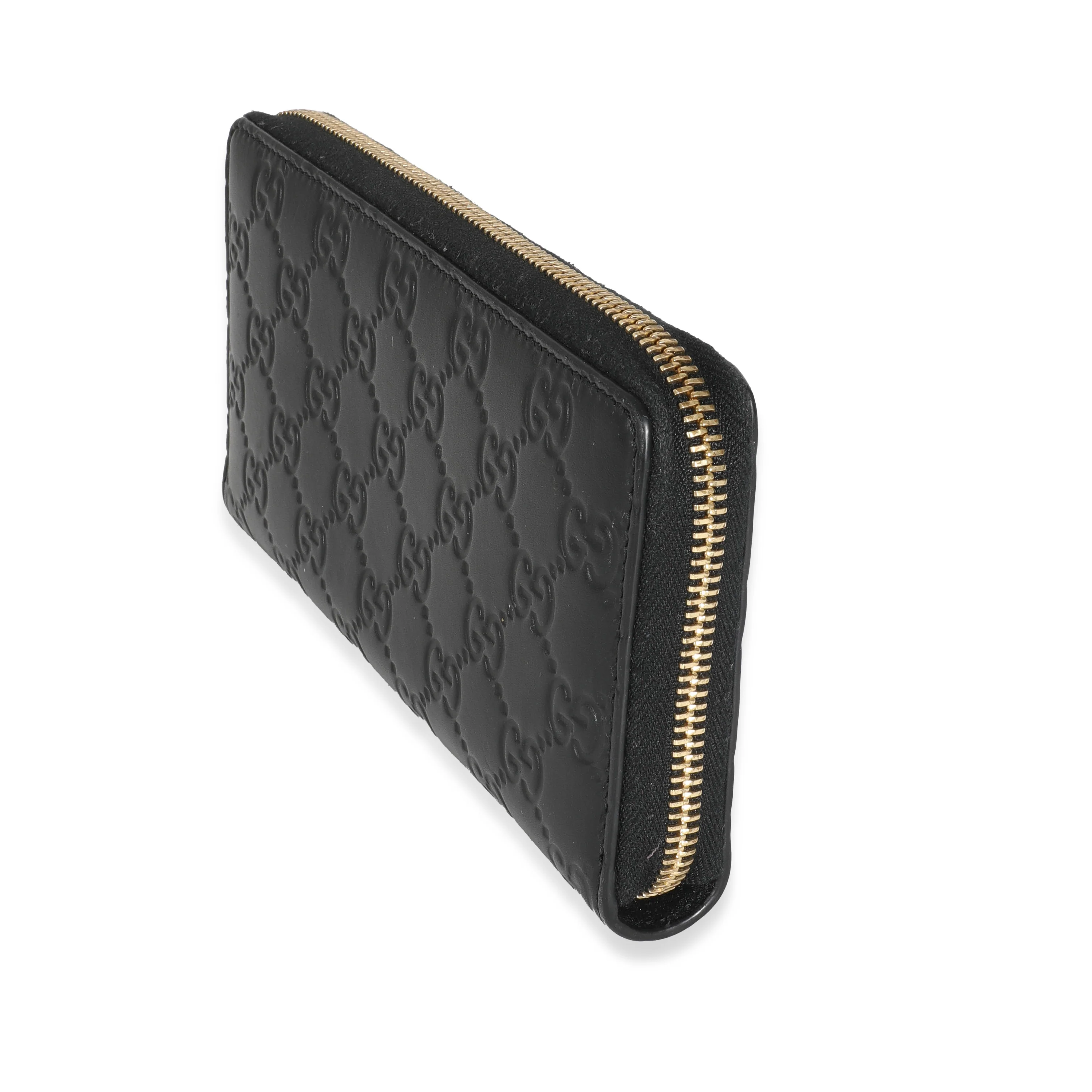 Gucci Black Guccissima Embossed Leather Zip Around Wallet - Image 2