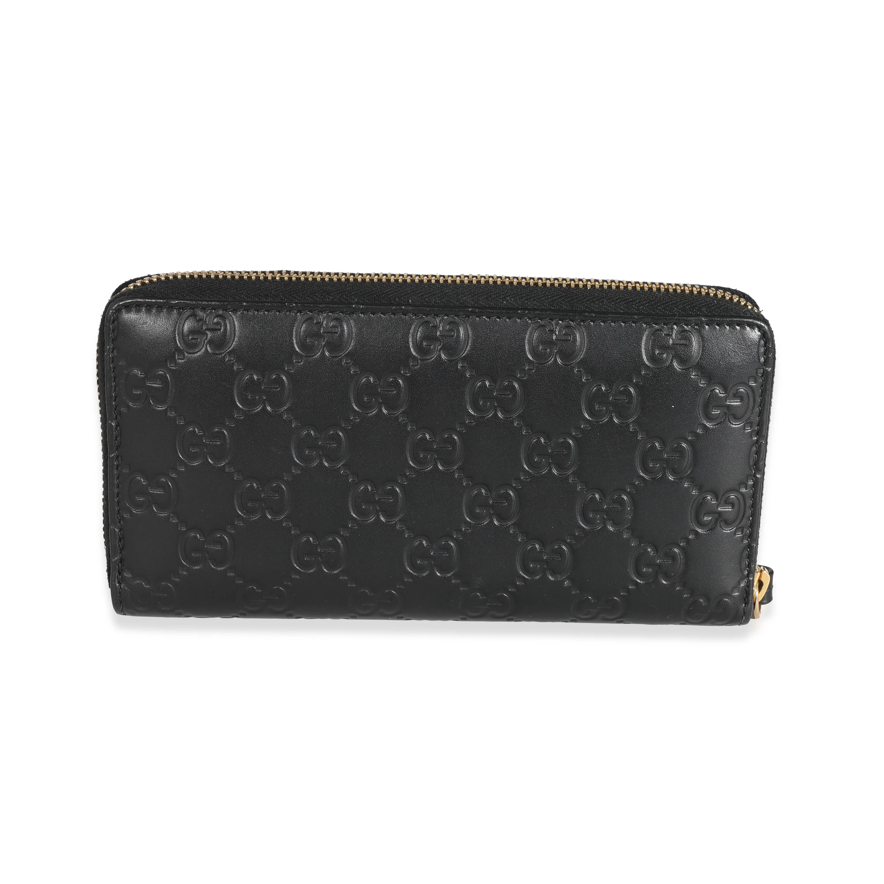 Gucci Black Guccissima Embossed Leather Zip Around Wallet - Image 3