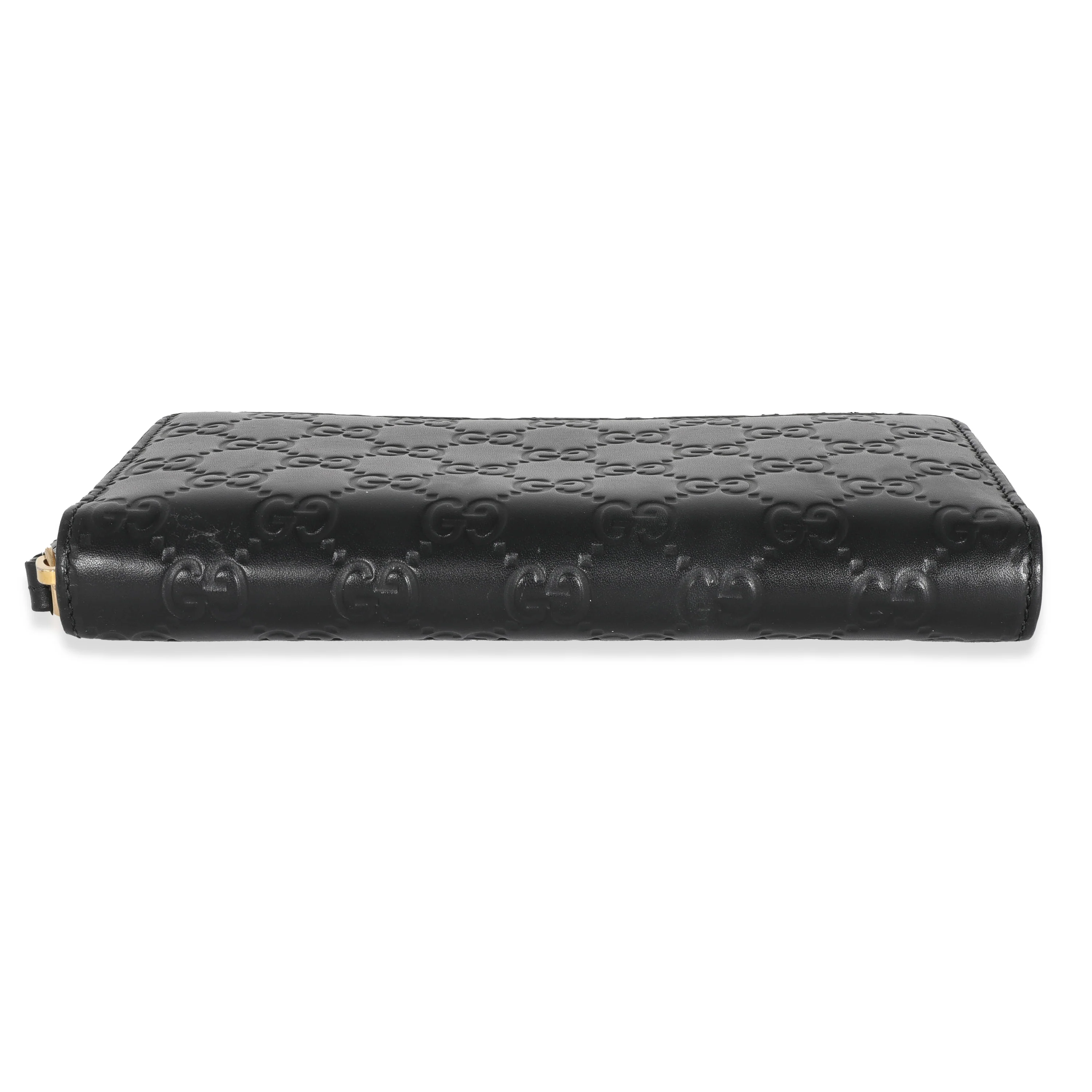 Gucci Black Guccissima Embossed Leather Zip Around Wallet - Image 4