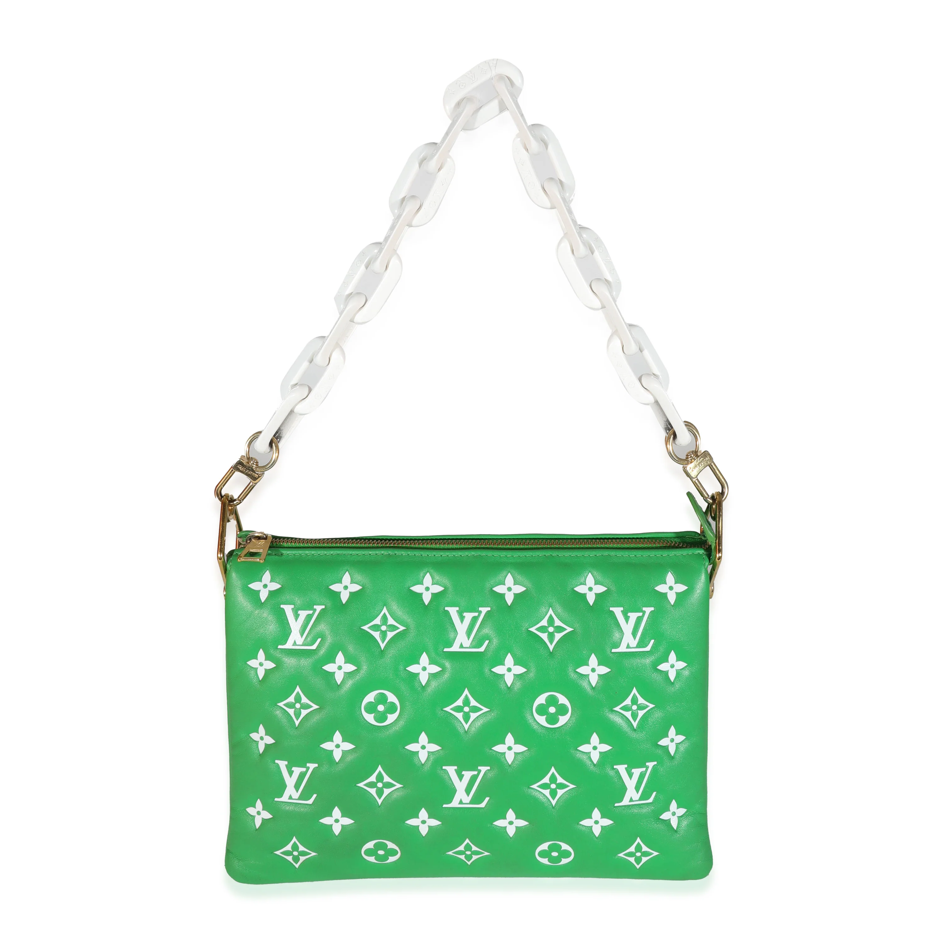 Louis Vuitton Green White Puffy Lambskin Monogram Coussin PM - Image 4