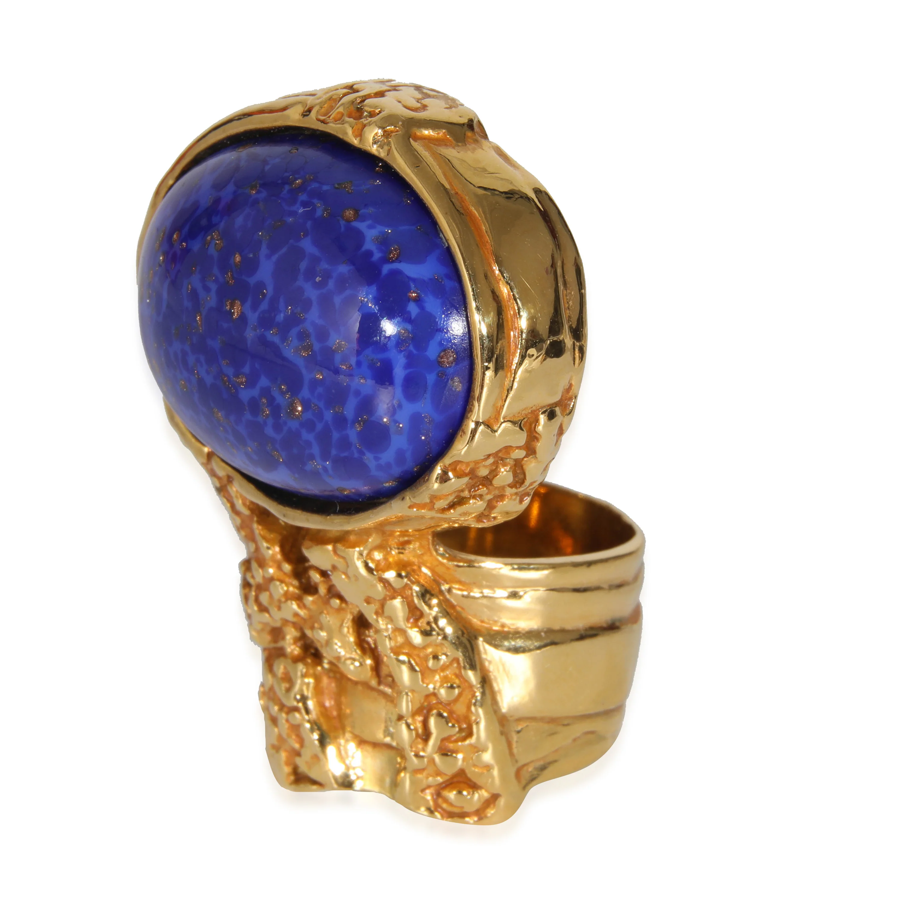 YSL Artsy Cocktail Ring with Blue Faux Stone - Image 2