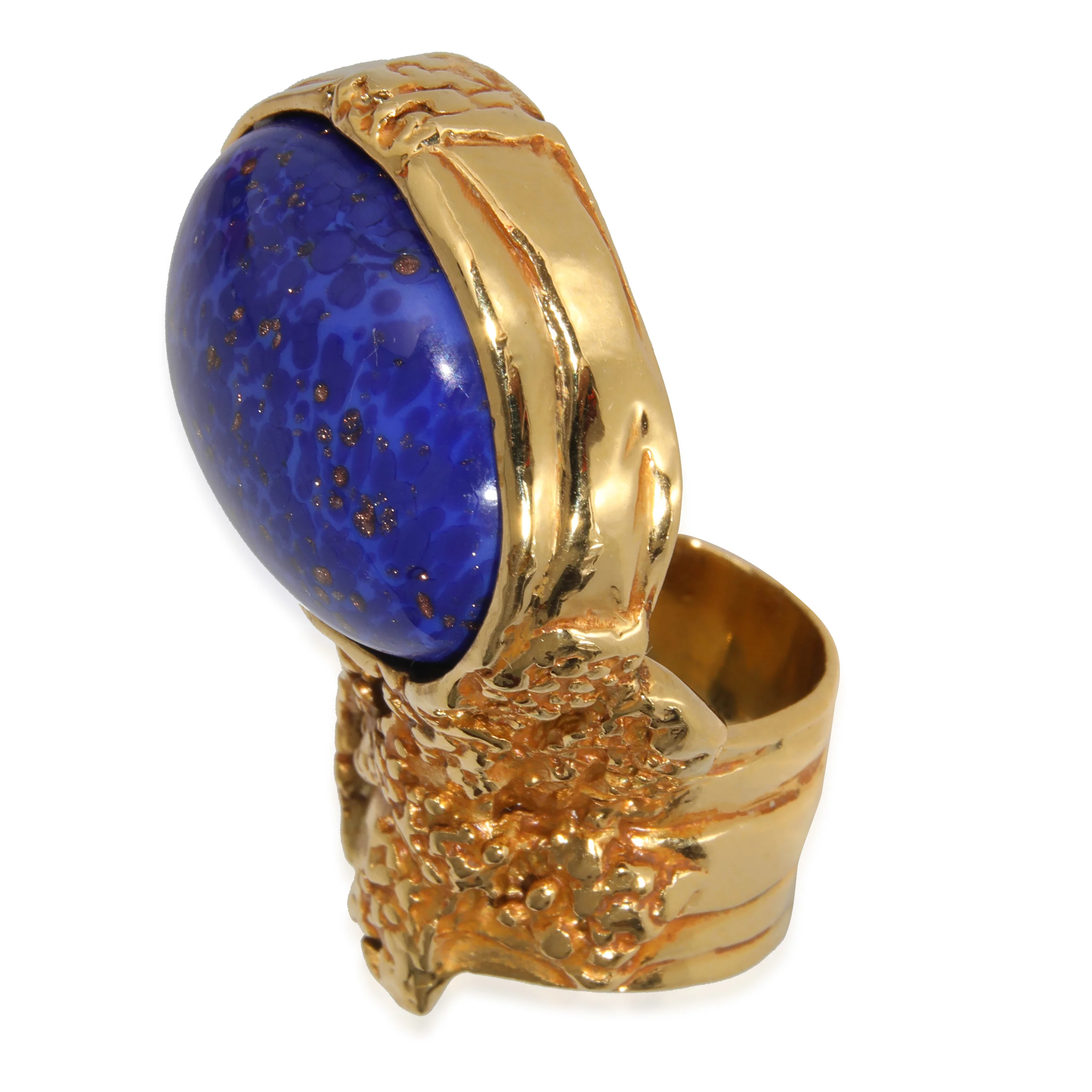YSL Artsy Cocktail Ring with Blue Faux Stone - Image 3