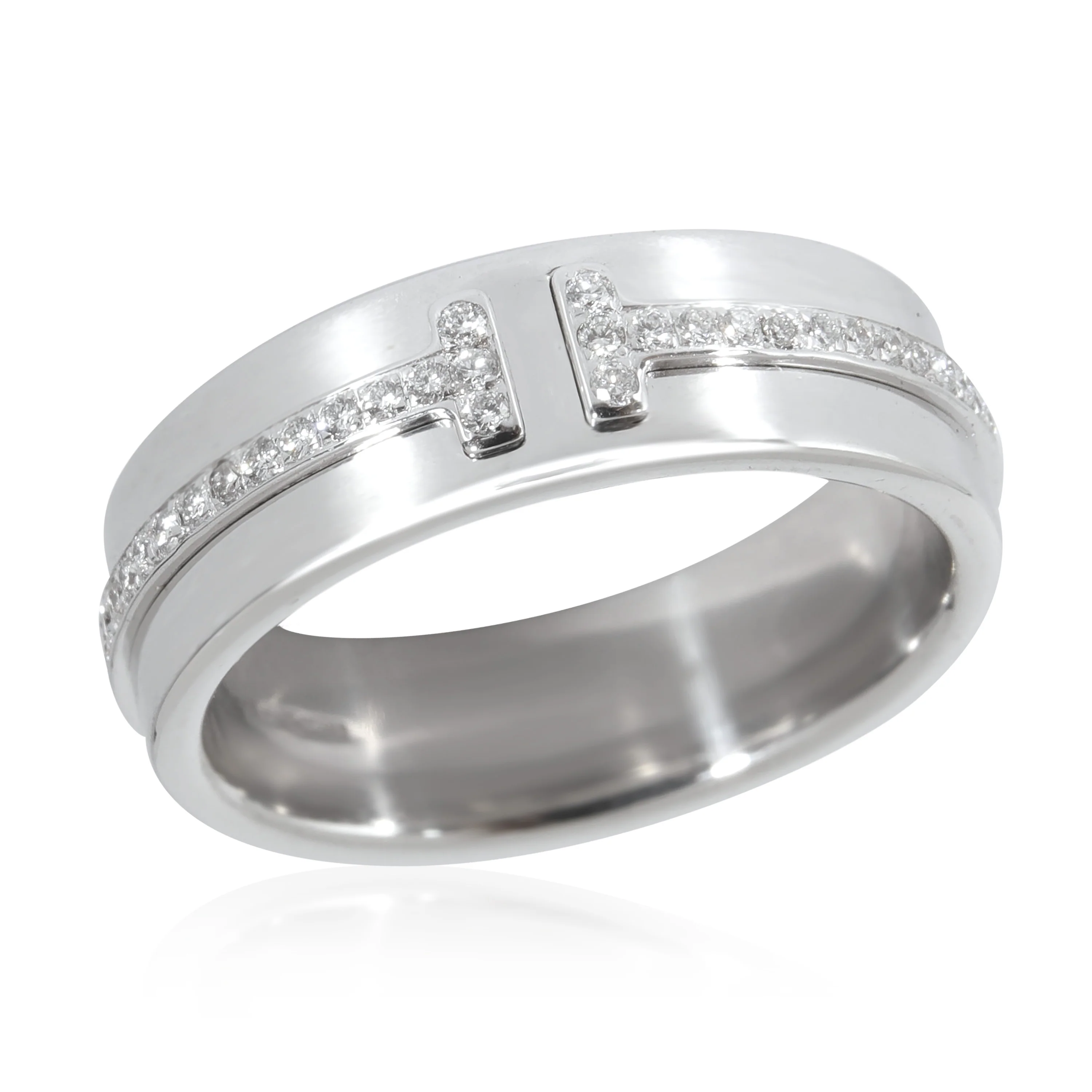 Tiffany & Co. Tiffany T Wide Diamond Ring in 18k White Gold 0.12 CTW - Image 3