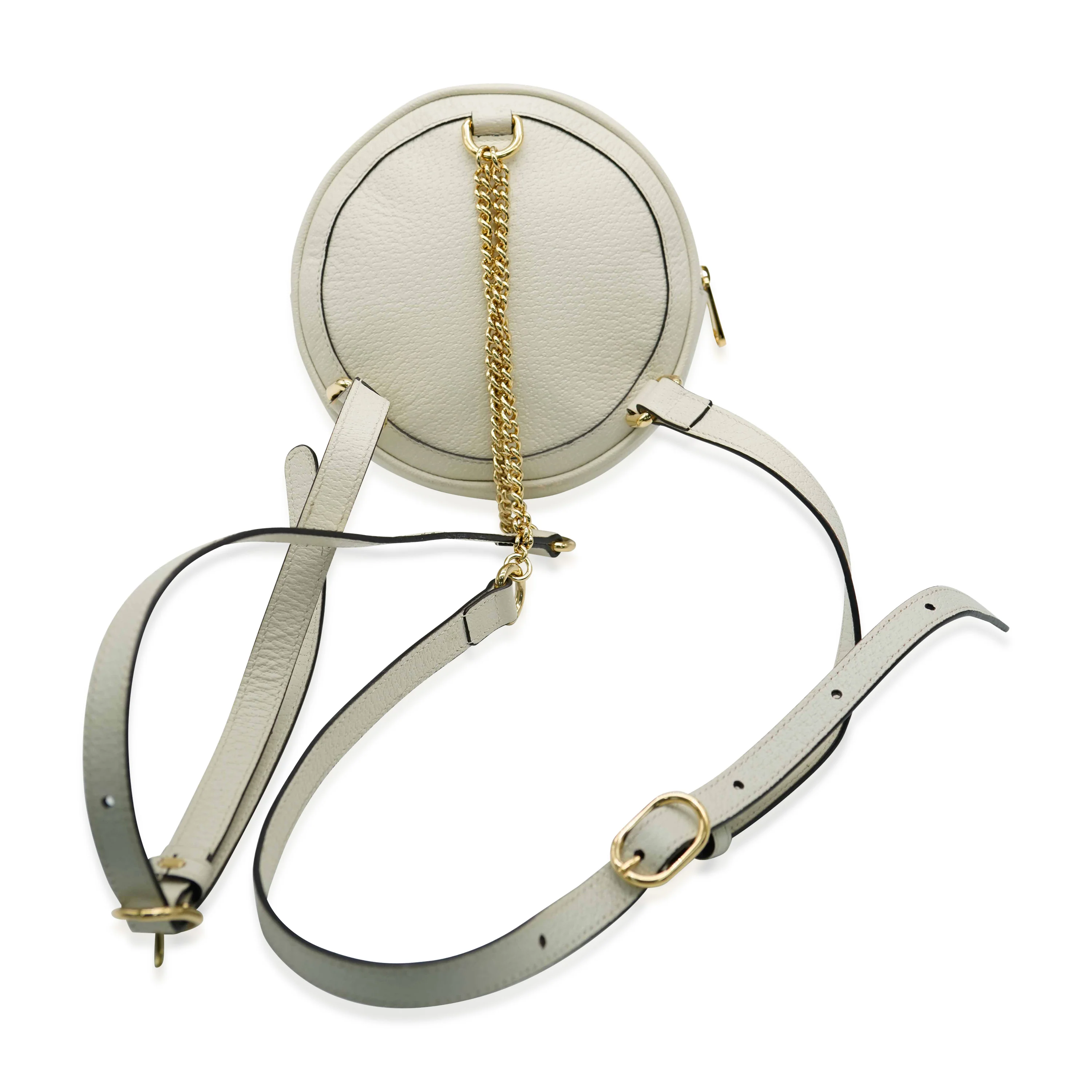 White Calfskin Ophidia Mini Round Backpack - Image 4