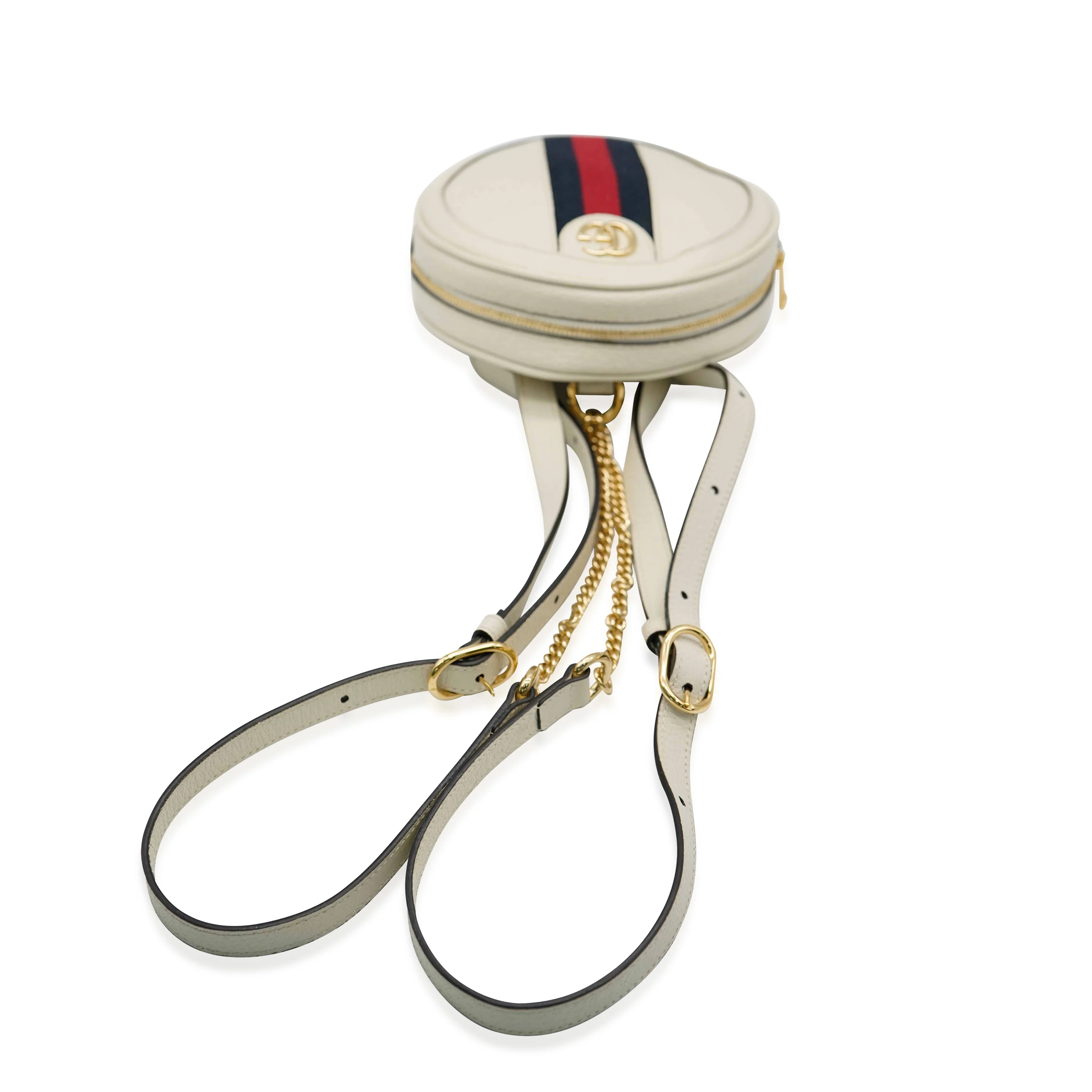 White Calfskin Ophidia Mini Round Backpack - Image 7