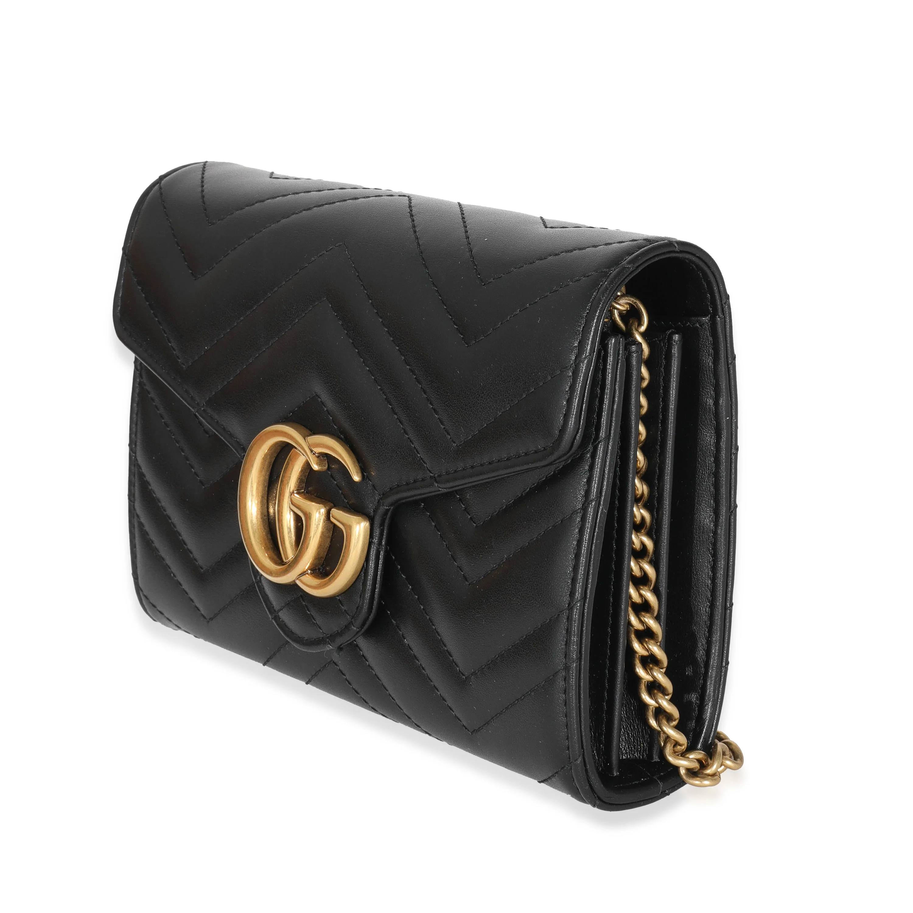Gucci Black Leather GG Marmont Mini Bag - Image 2