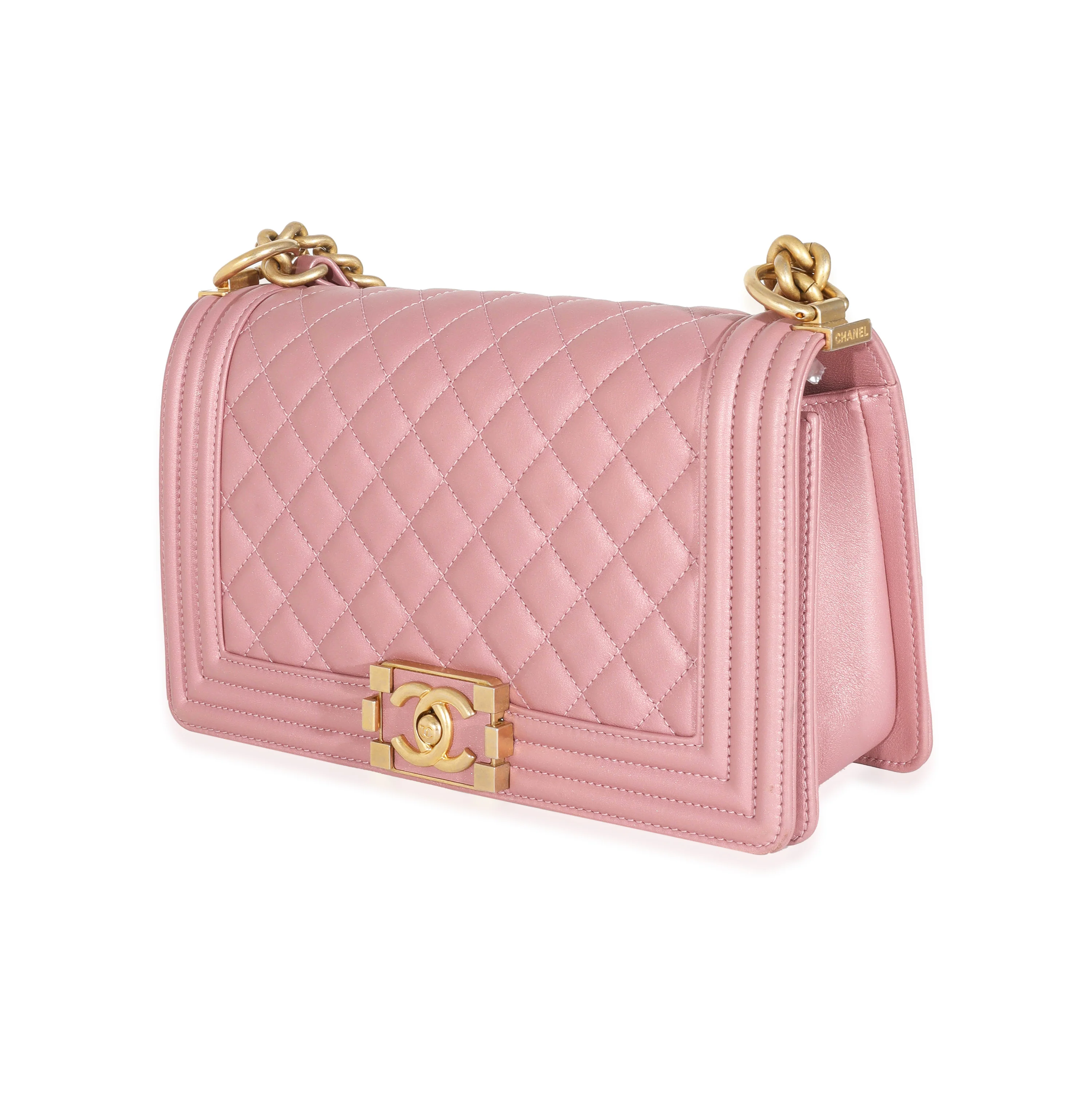 Chanel Metallic Pink Calfskin Medium Boy Bag - Image 2
