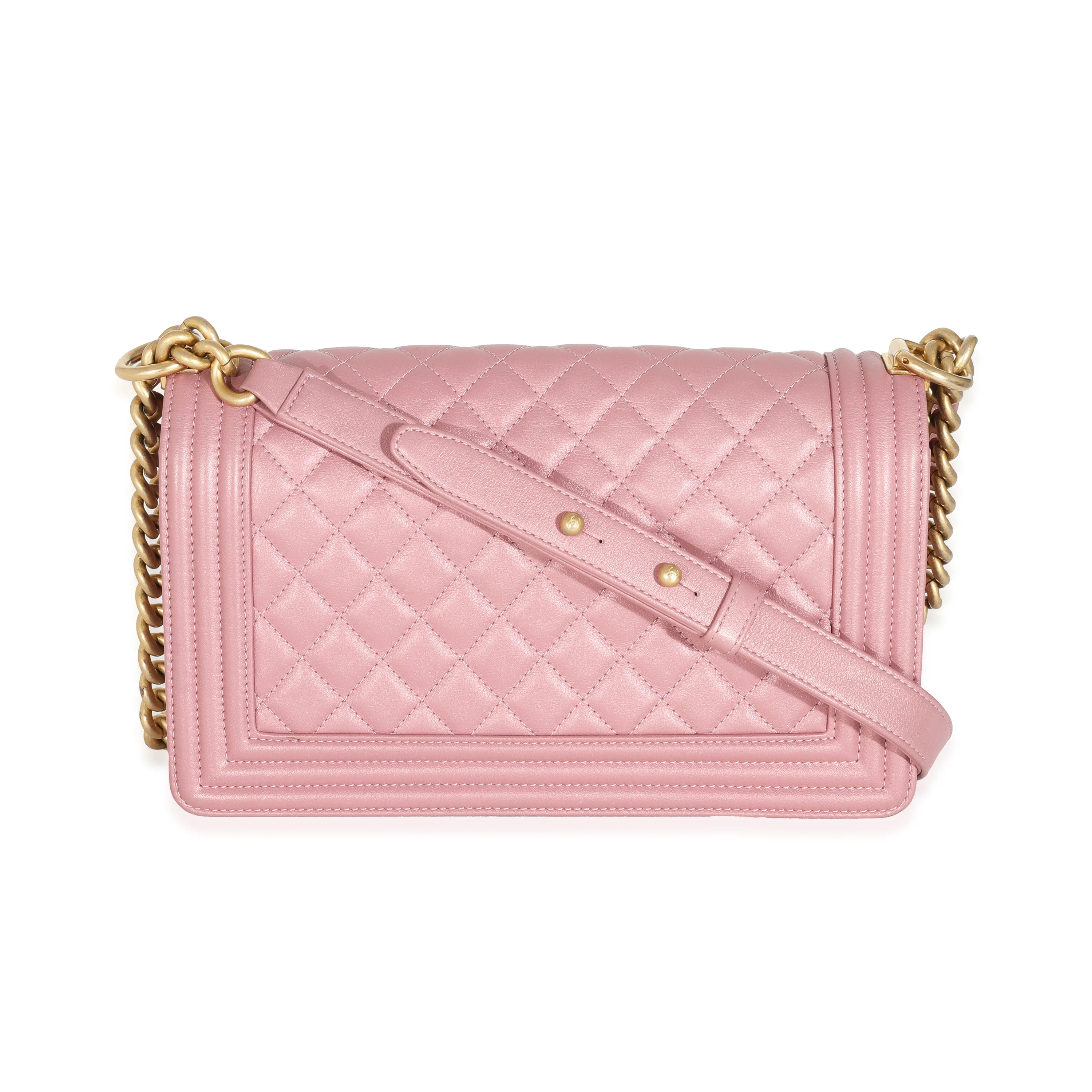 Chanel Metallic Pink Calfskin Medium Boy Bag - Image 3