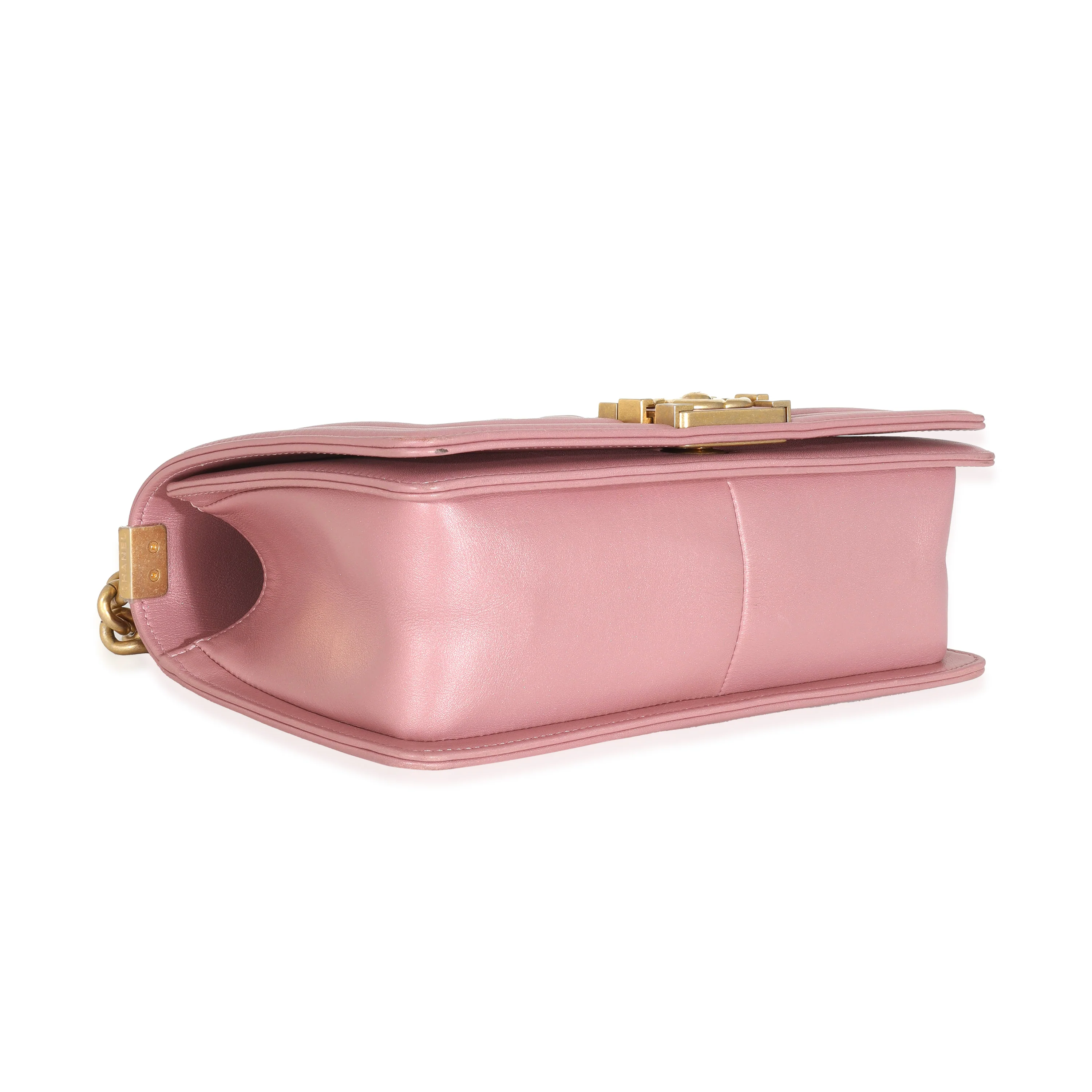 Chanel Metallic Pink Calfskin Medium Boy Bag - Image 6