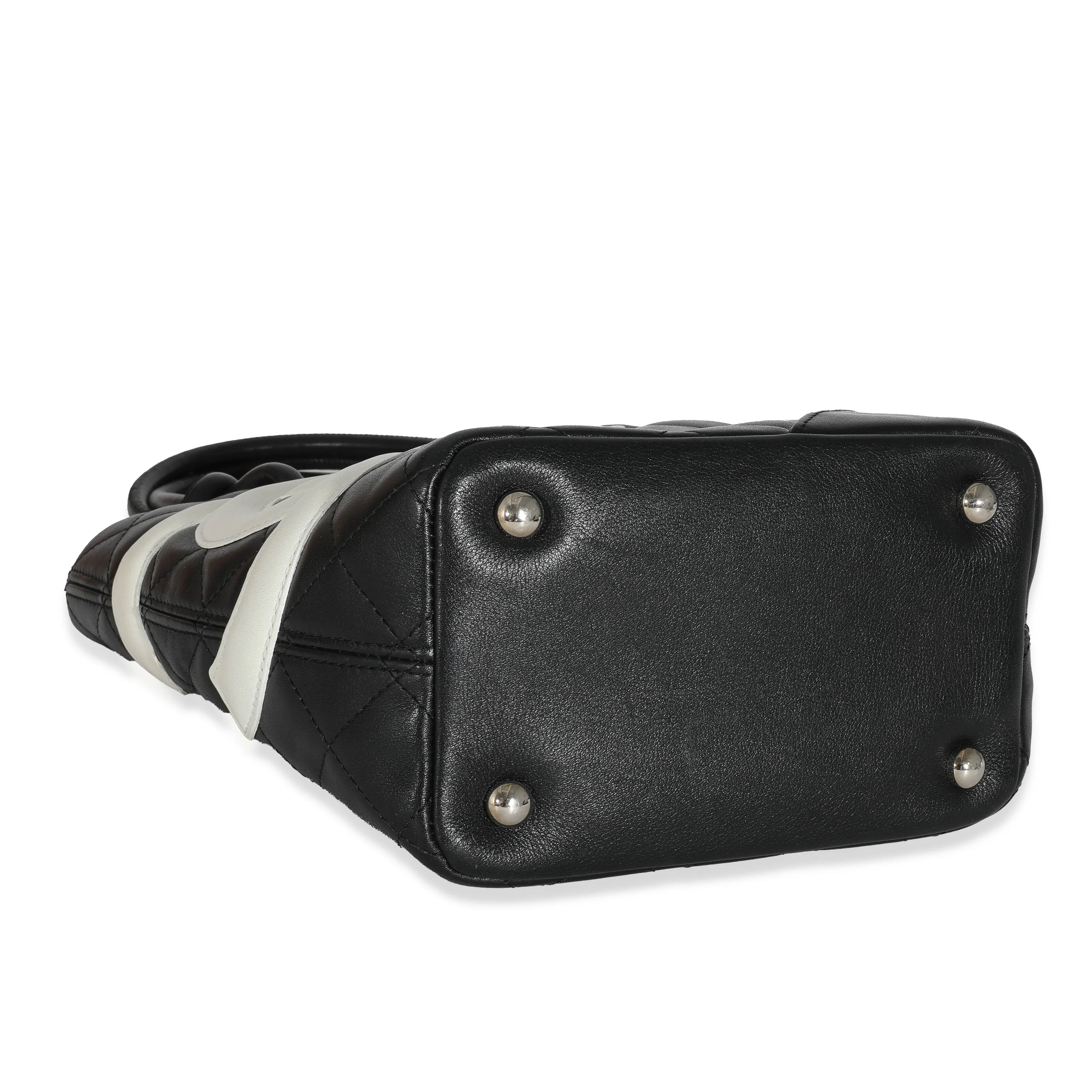 Chanel Black White Quilted Lambskin Petite Ligne Cambon Bucket Bag - Image 5