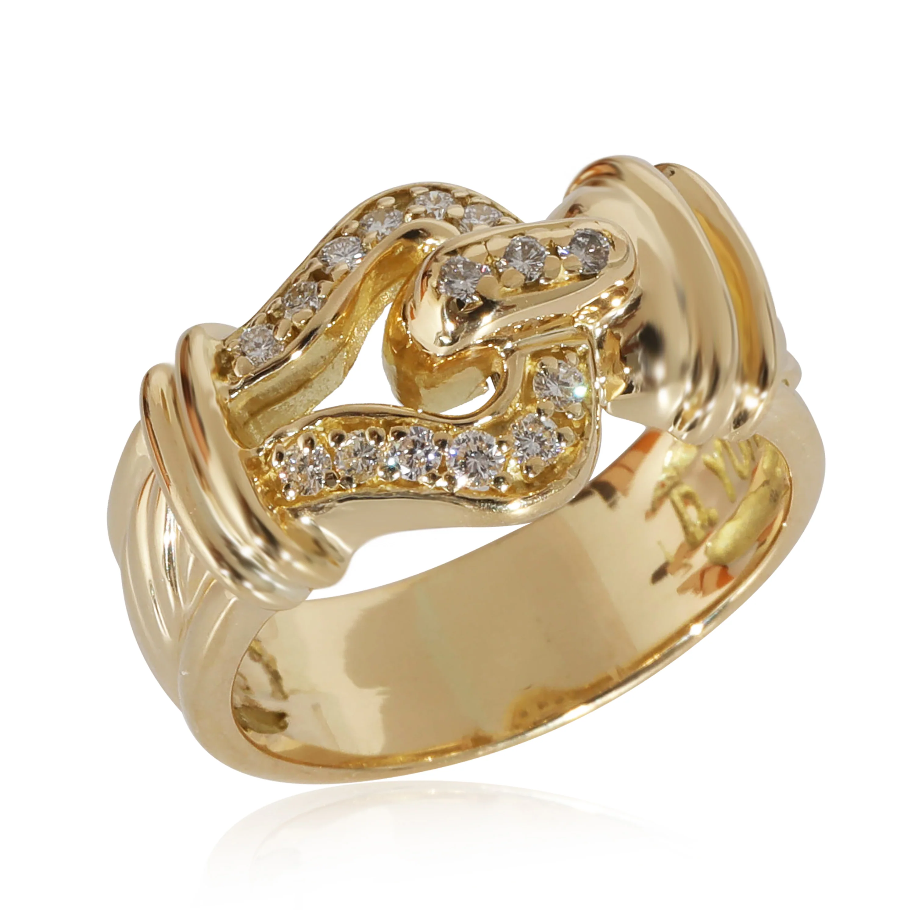 David Yurman Cable Buckle Vintage Ring in 18k Yellow Gold 0.23 CTW - Image 4