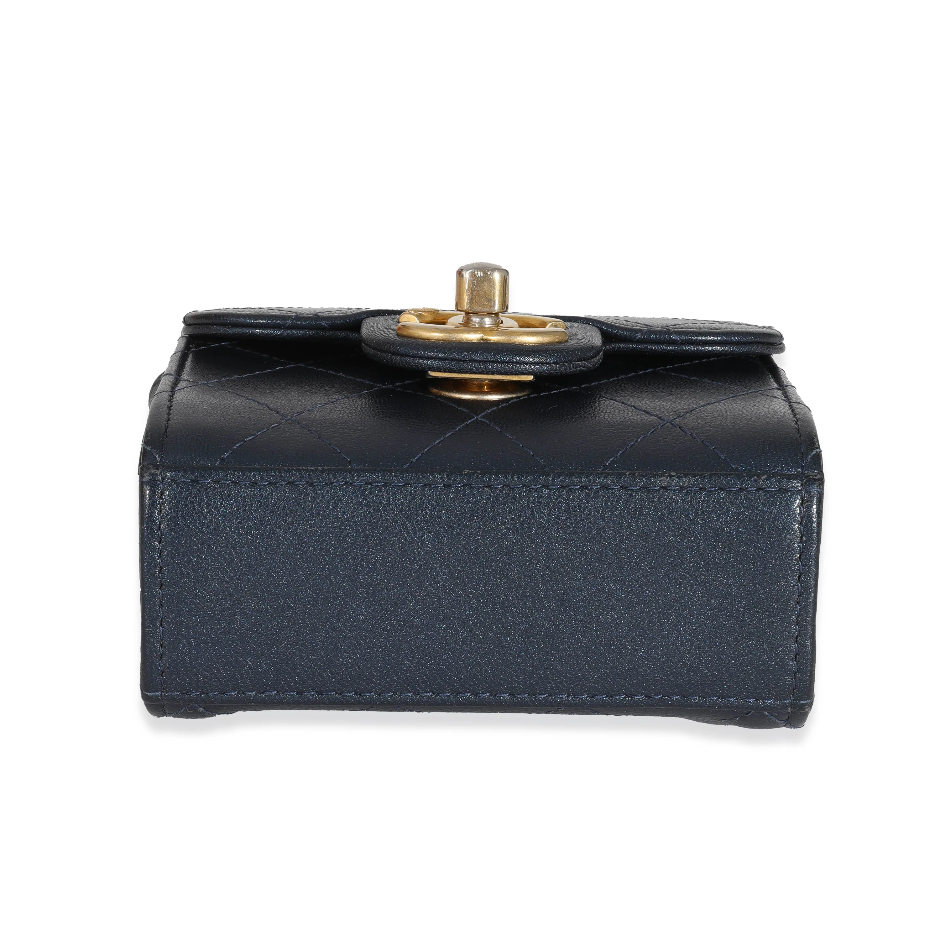 Navy Goatskin Chic Pearls Mini Flap Bag - Image 5