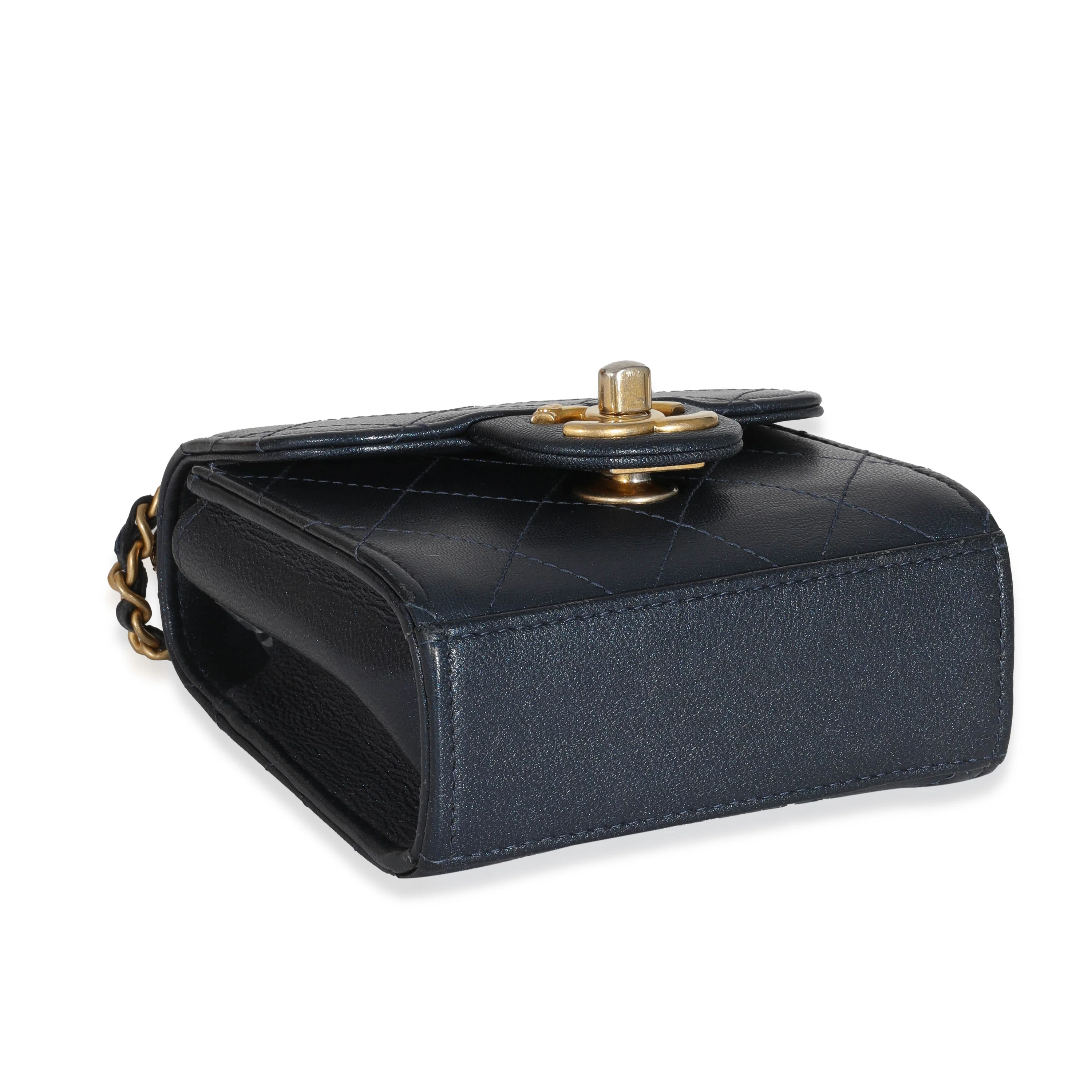Navy Goatskin Chic Pearls Mini Flap Bag - Image 6