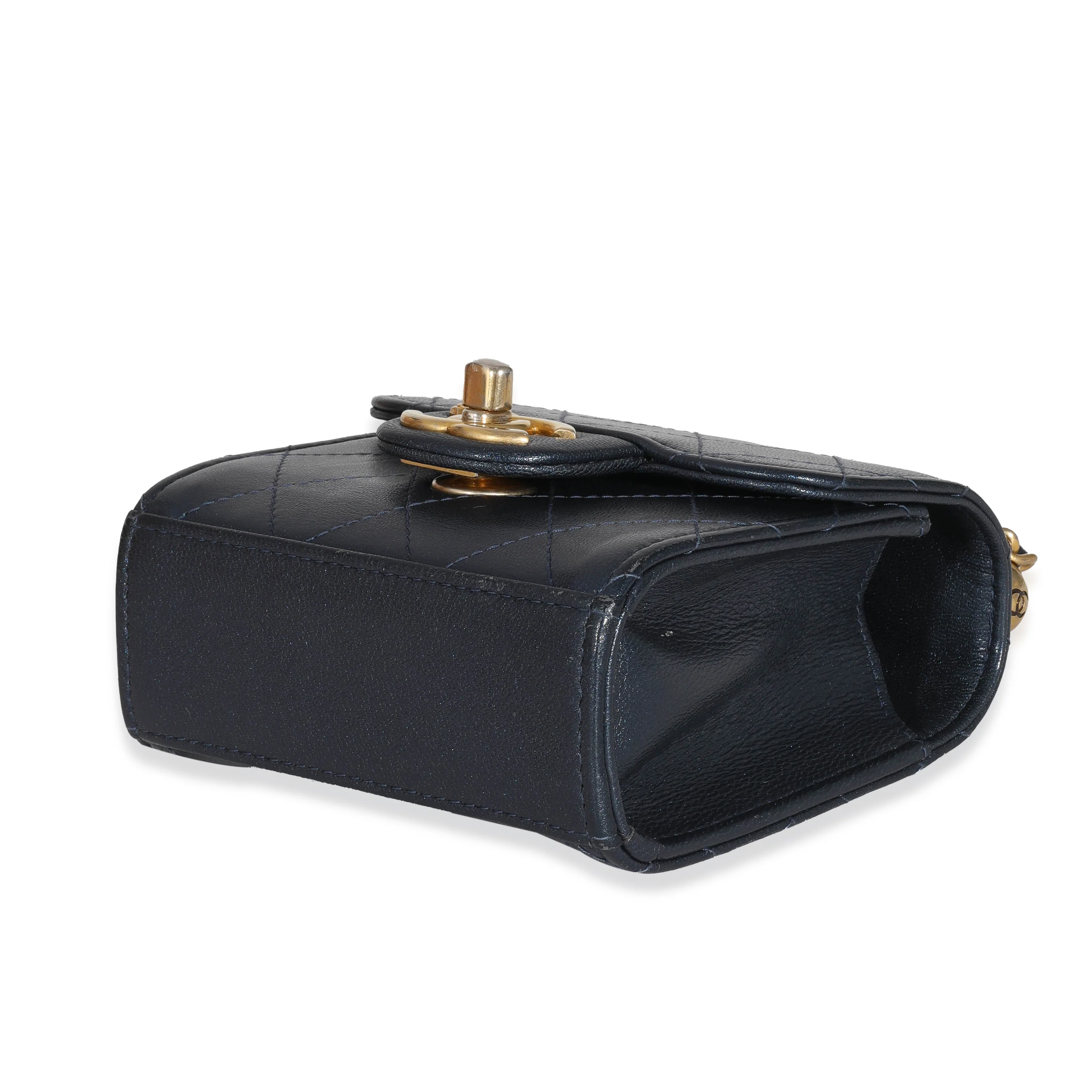 Navy Goatskin Chic Pearls Mini Flap Bag - Image 7