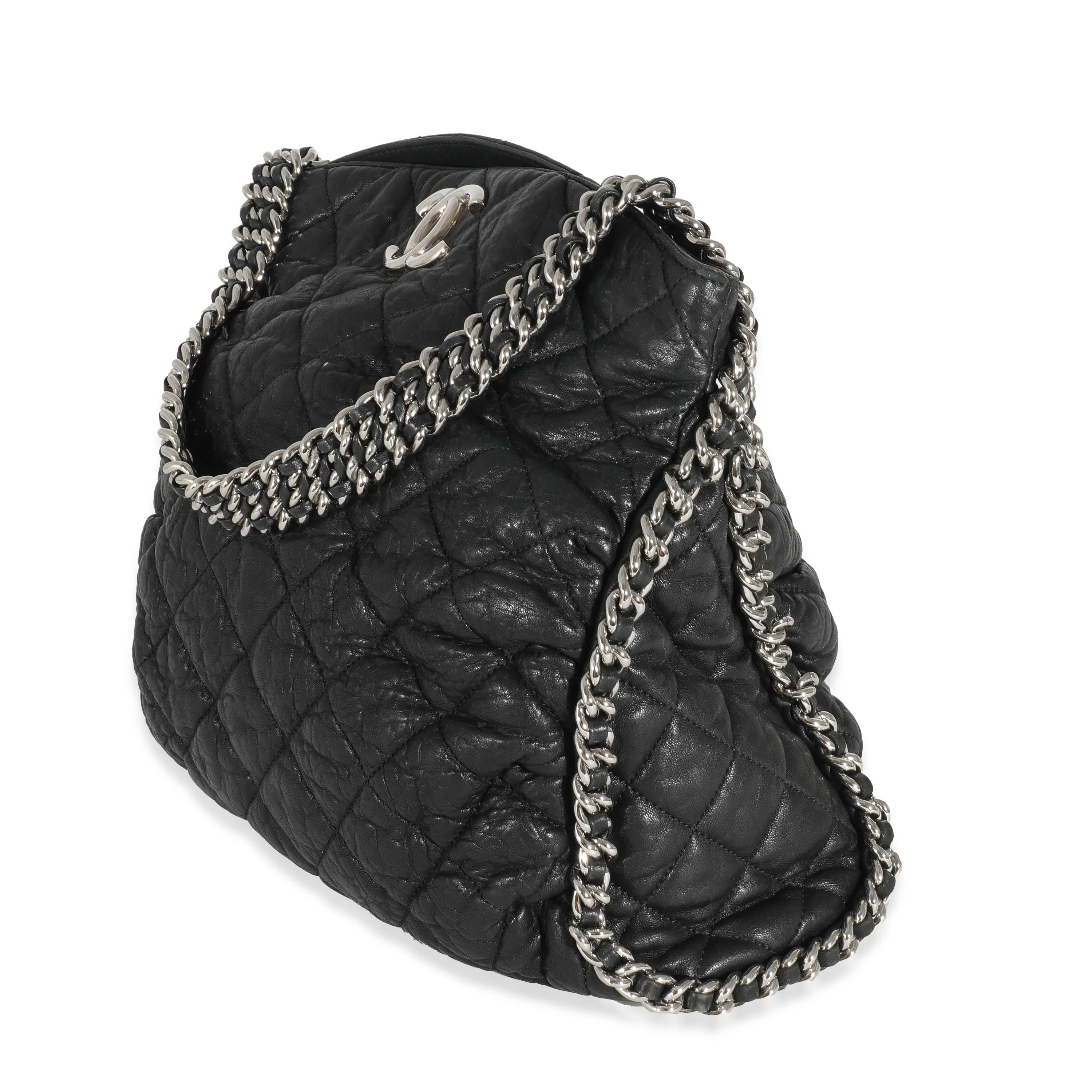 Chanel Black Washed Lambskin Chain Around Hobo - Image 2